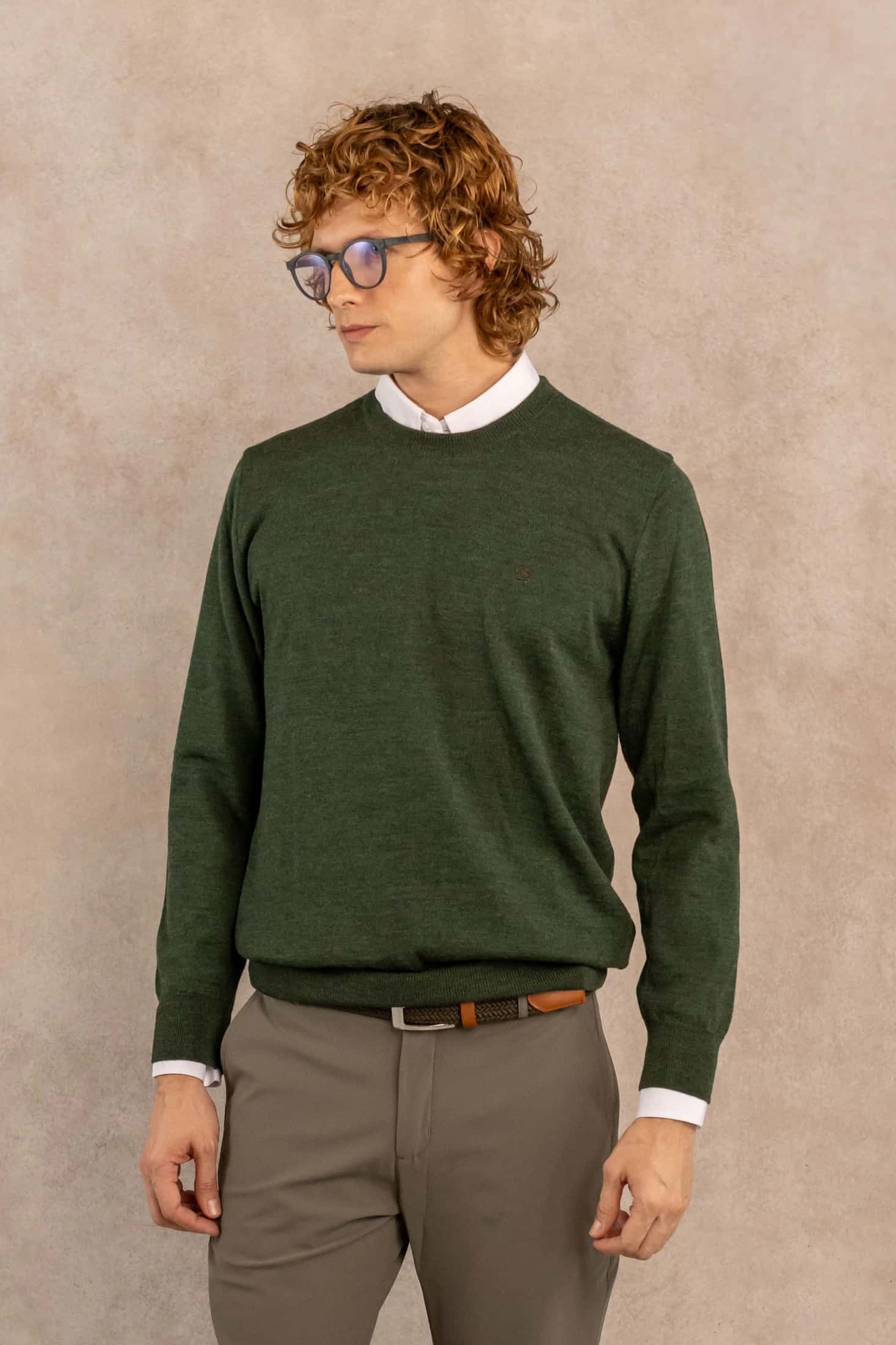 Sueter Merino Antiarrugas Verde Militar