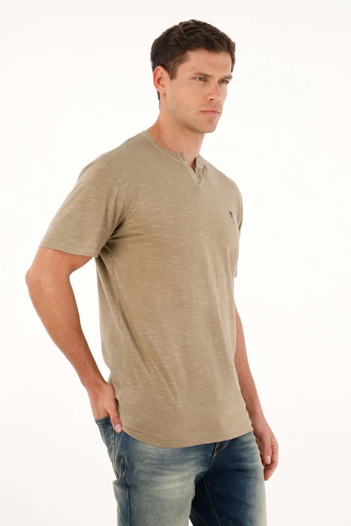 Camiseta gris manga corta para hombre