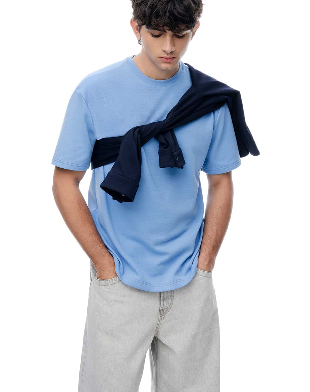 Camiseta oversize algodón azul hombre