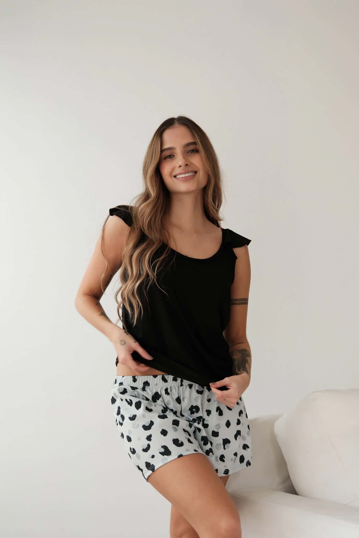 Pijama short Negro