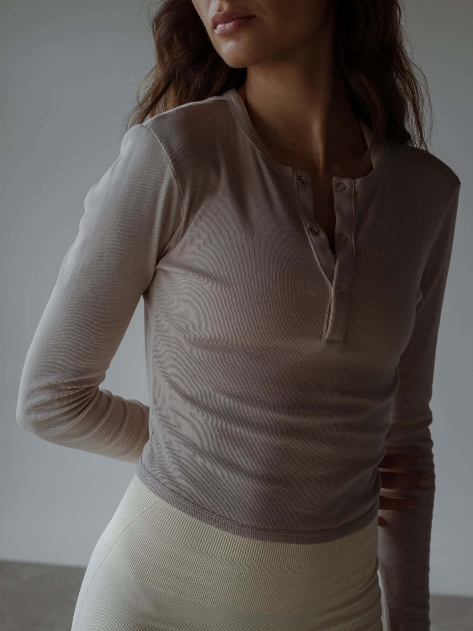 HALF BUTTON JERSEY - ASH