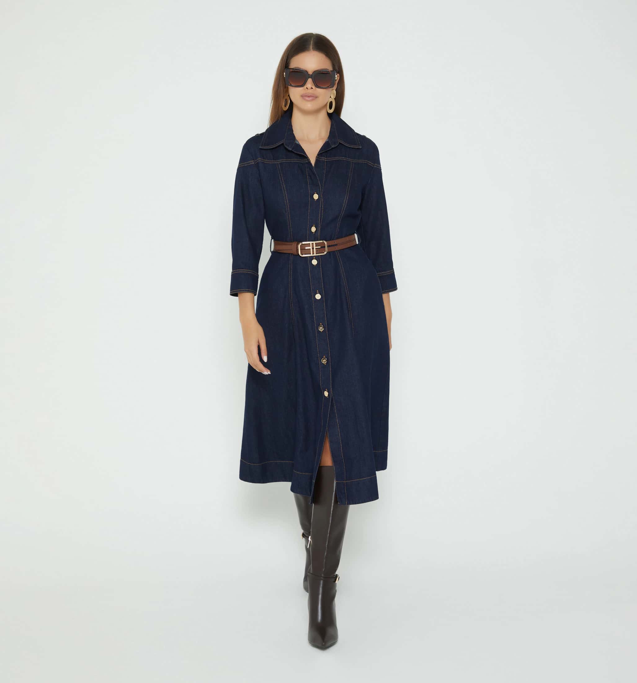 Vestido midi cortes con correa