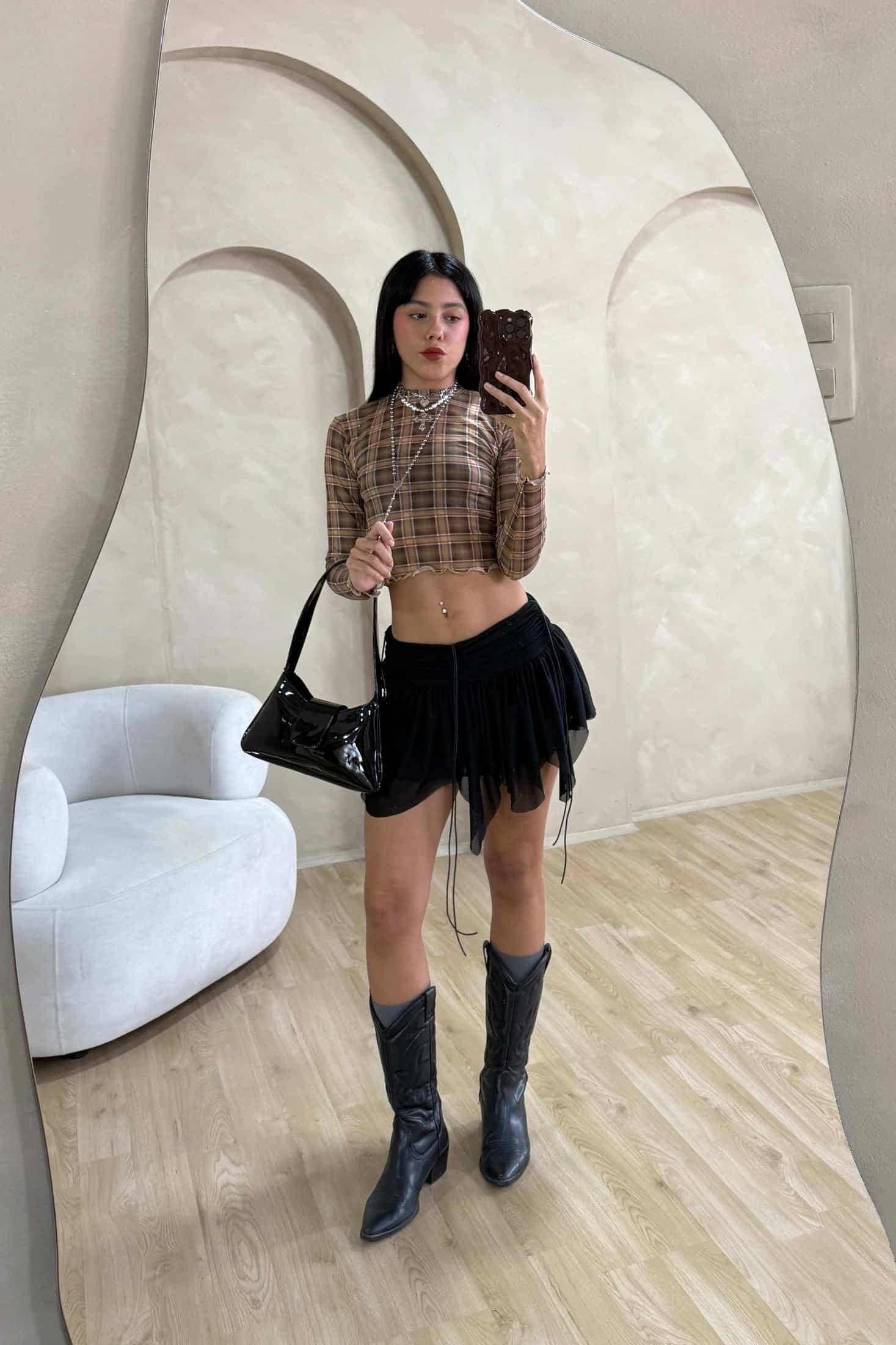 BLOOM MESH SKIRT NEGRO - miniatura 6