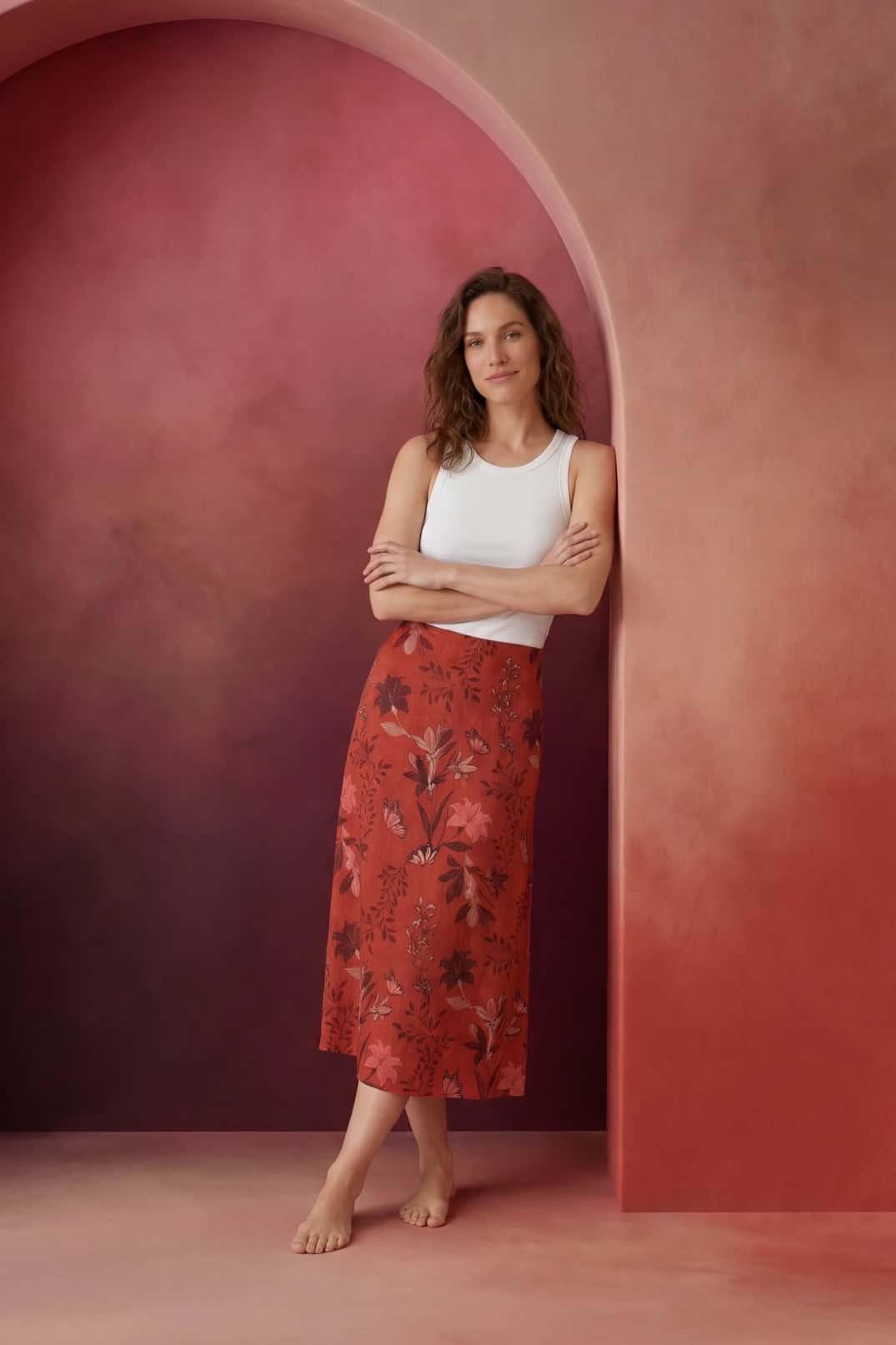 Falda Maia Puntos Burgundi