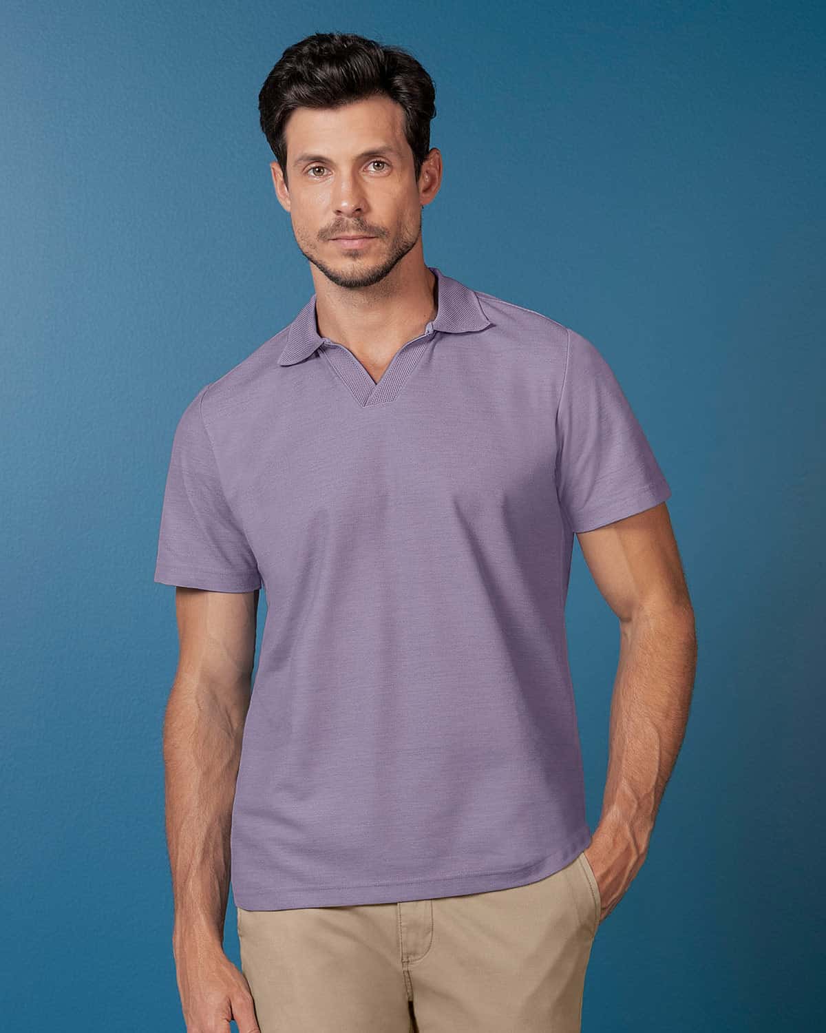 Camiseta tipo polo con cuello sport tejido