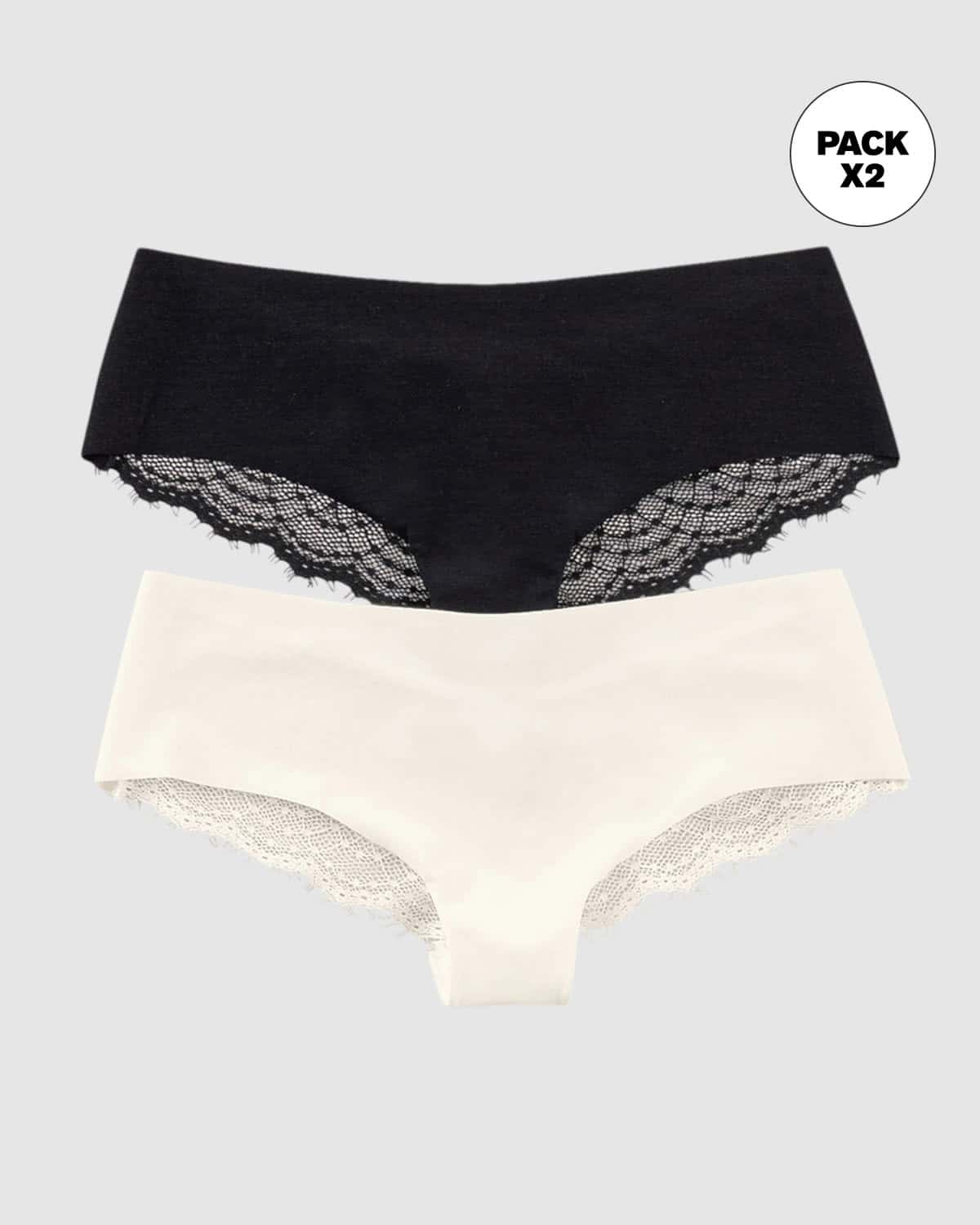 Paquete x 2 panties cacheteros descaderados con encaje