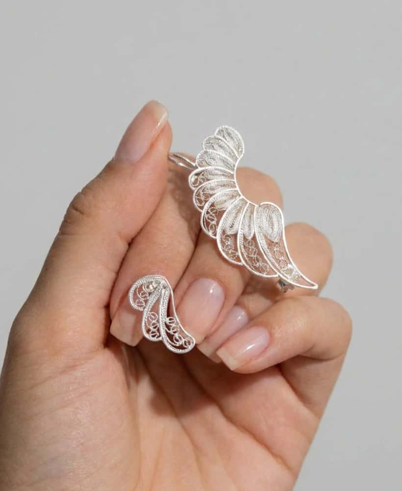 Earcuff Ala en Plata Ley 950 Filigrana