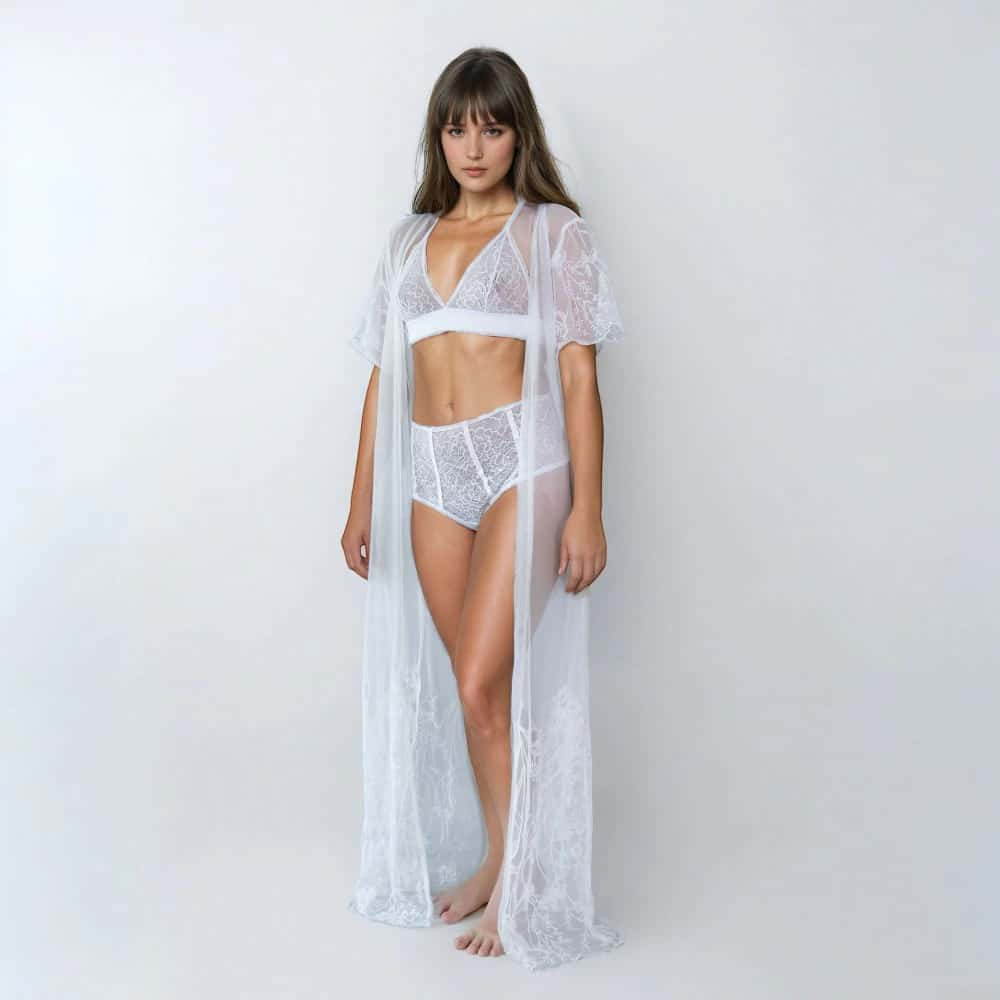 Kimono En Transparecia y Bordado Lujo Nocturno