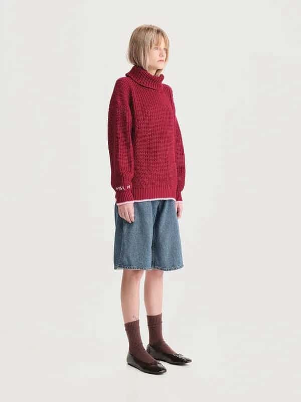 Saco Cuello Tortuga Inglés Rojo/rosado Mujer - miniatura 4