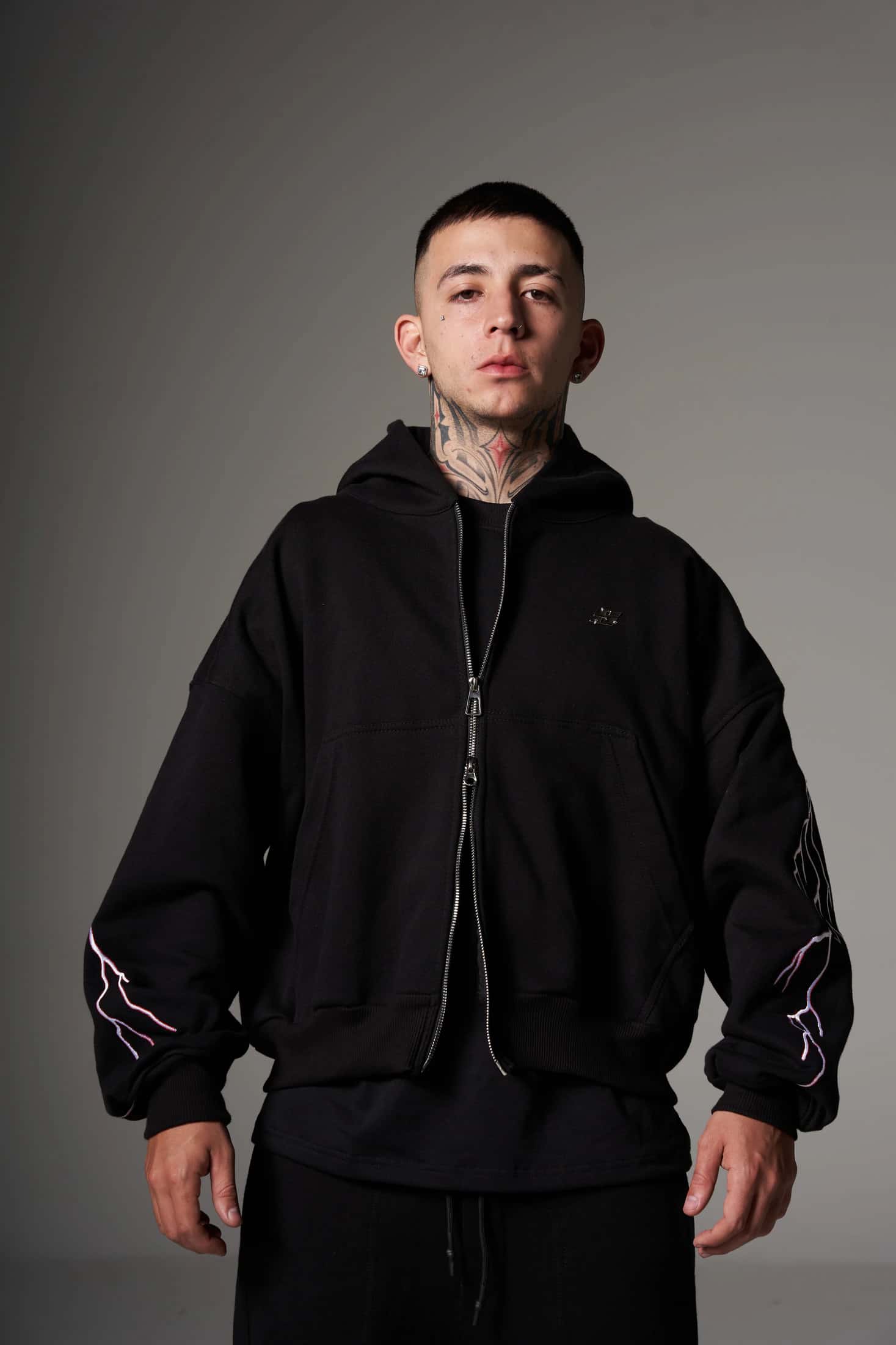 Double Zip Hoodie Boxy fit Red lights - miniatura 8