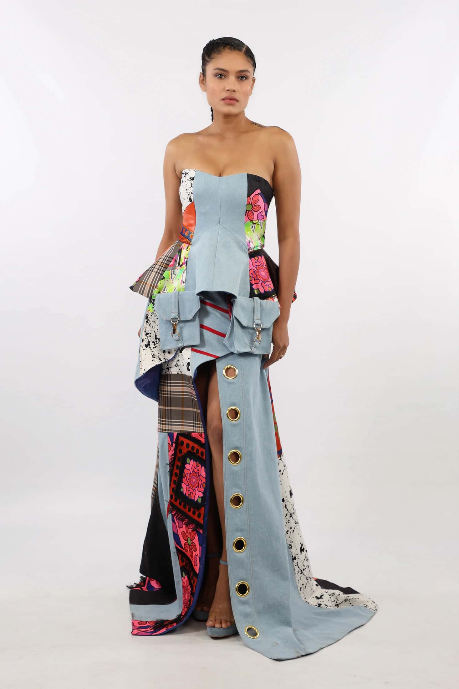 Denim Patchwork Dress - miniatura 1