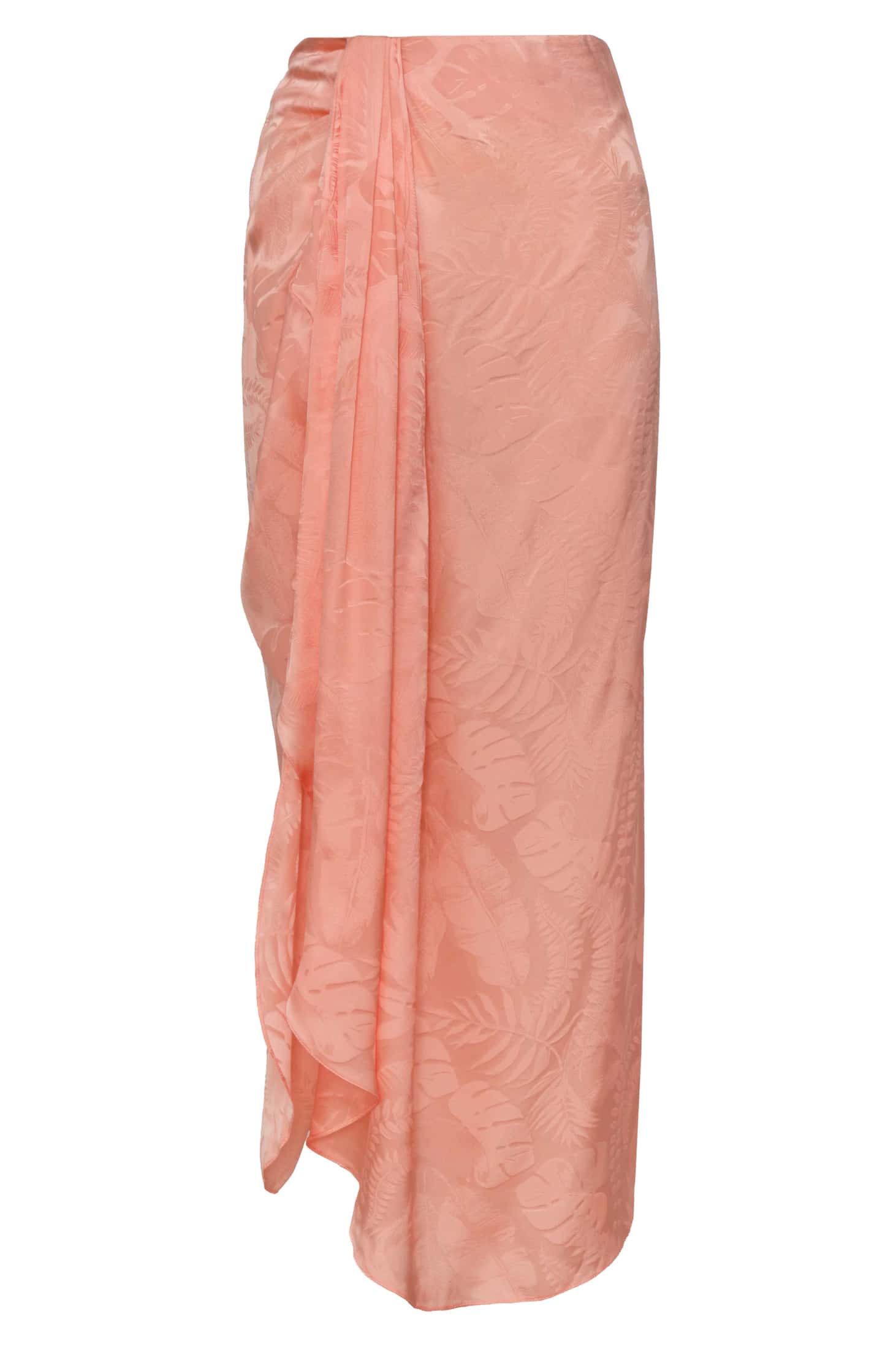 Myanmar Silk Jacquard Midi Skirt / Peach
