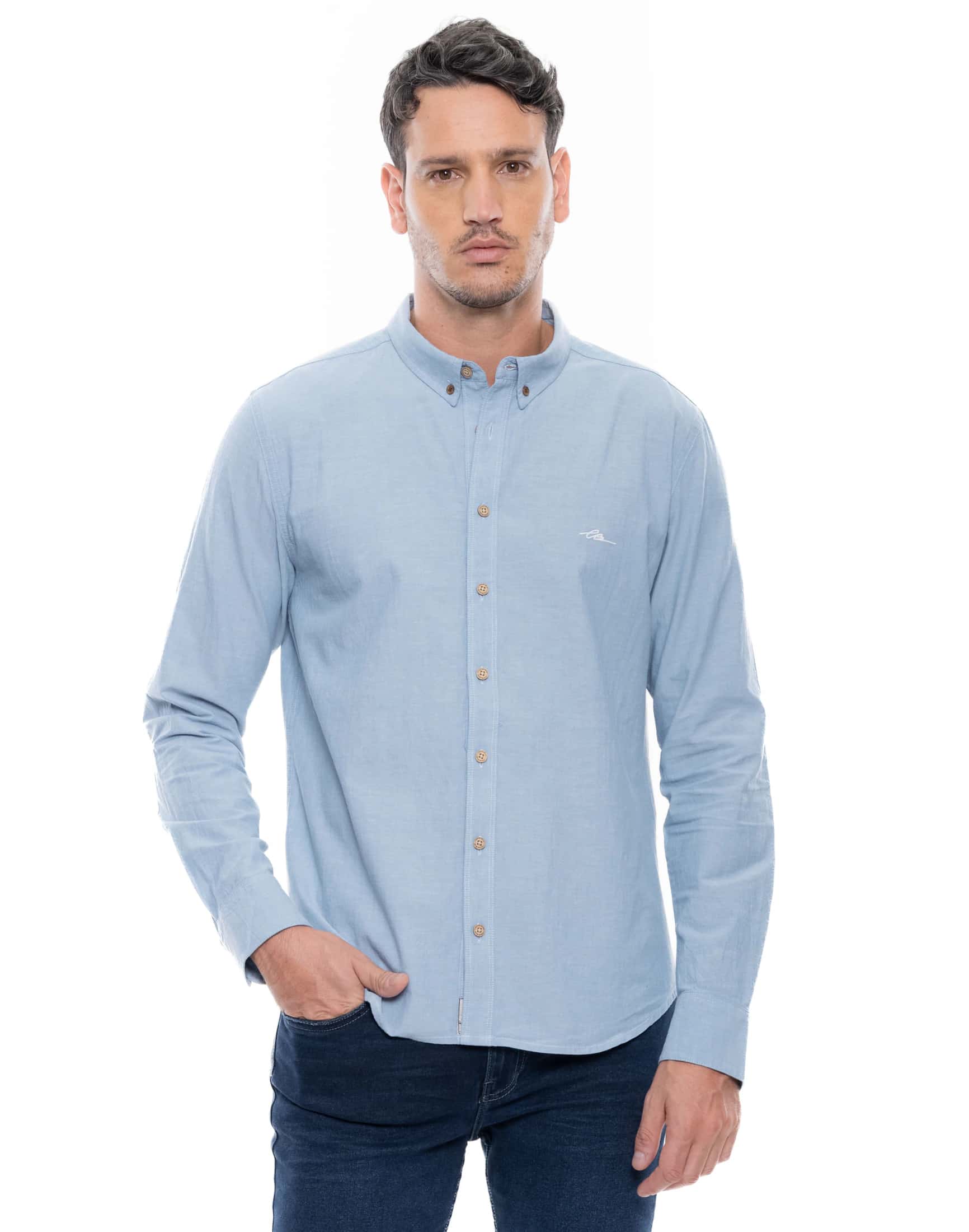 Camisa Manga Larga Con Logo Bordado