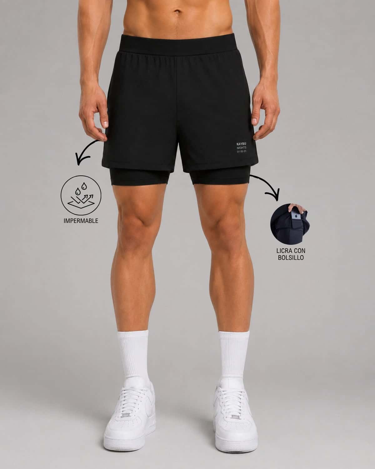 Pantaloneta Con Licra Y Bolsillo Kaybu Nights┃KBMEN RF.424