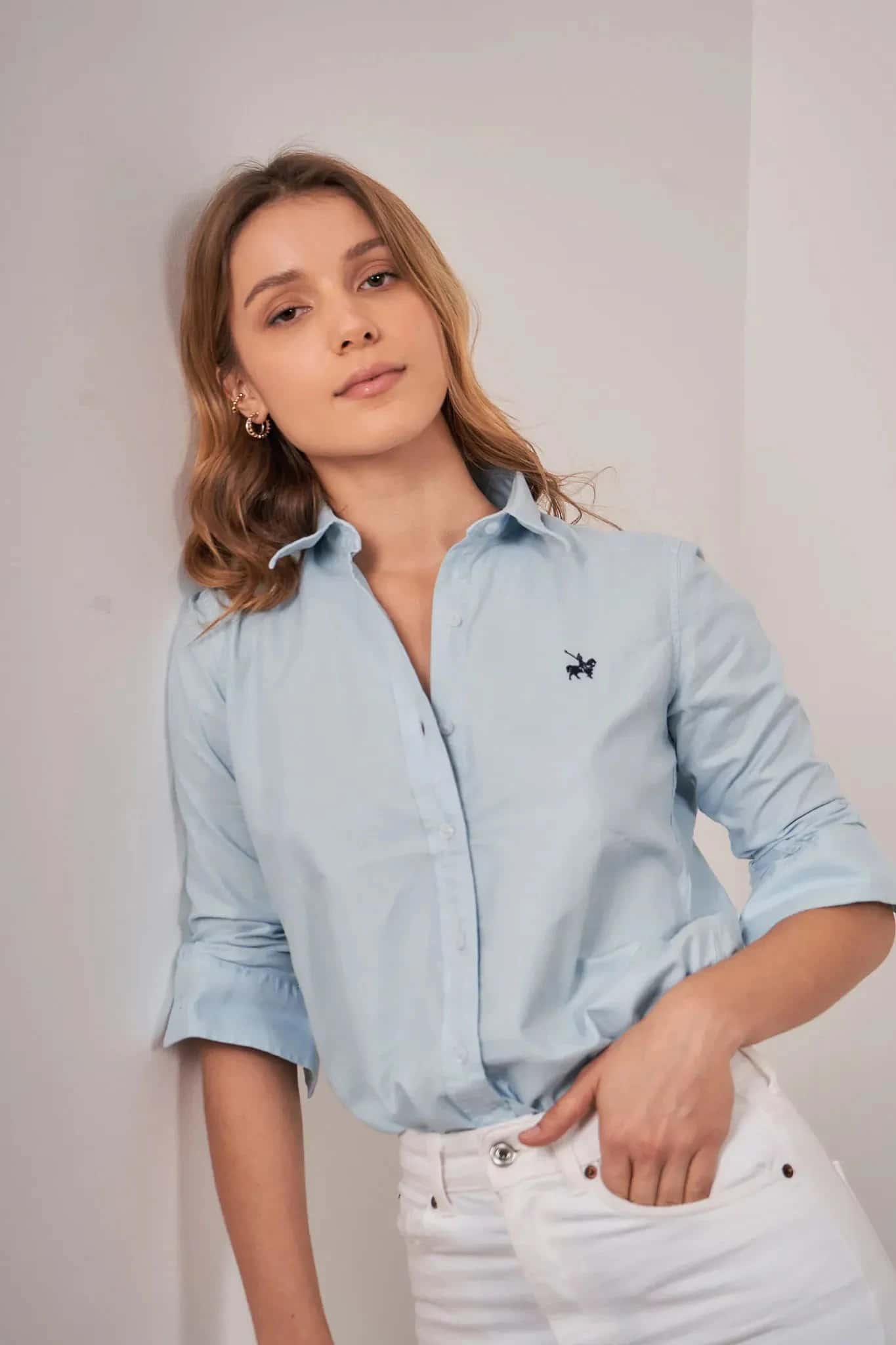 Camisa Oxford Mujer Azul clara