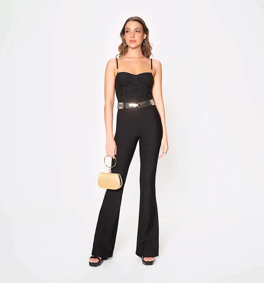 Crop top fruncido estilo corcet con apli