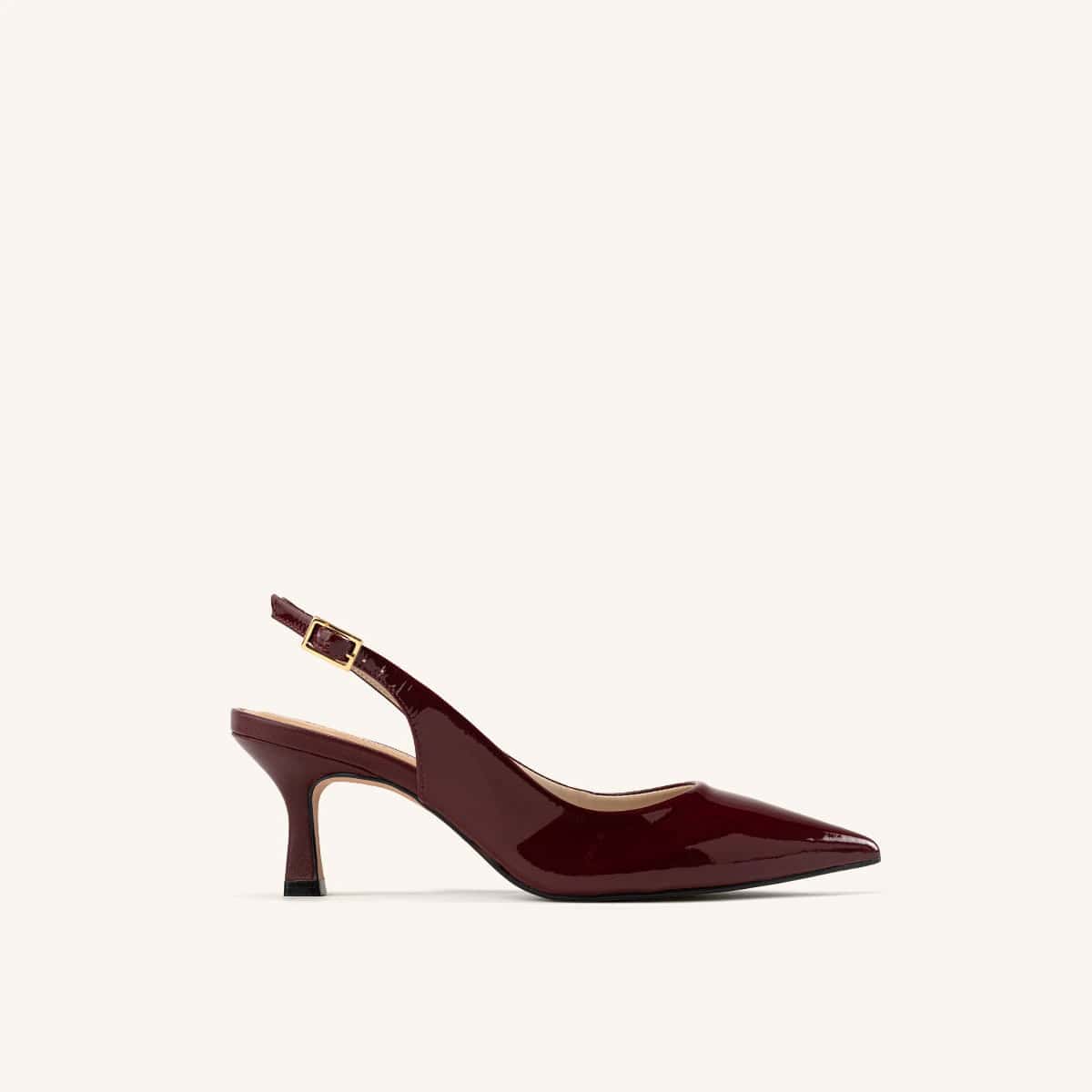 Tacones Capital Con Correa Borgoña Glamour