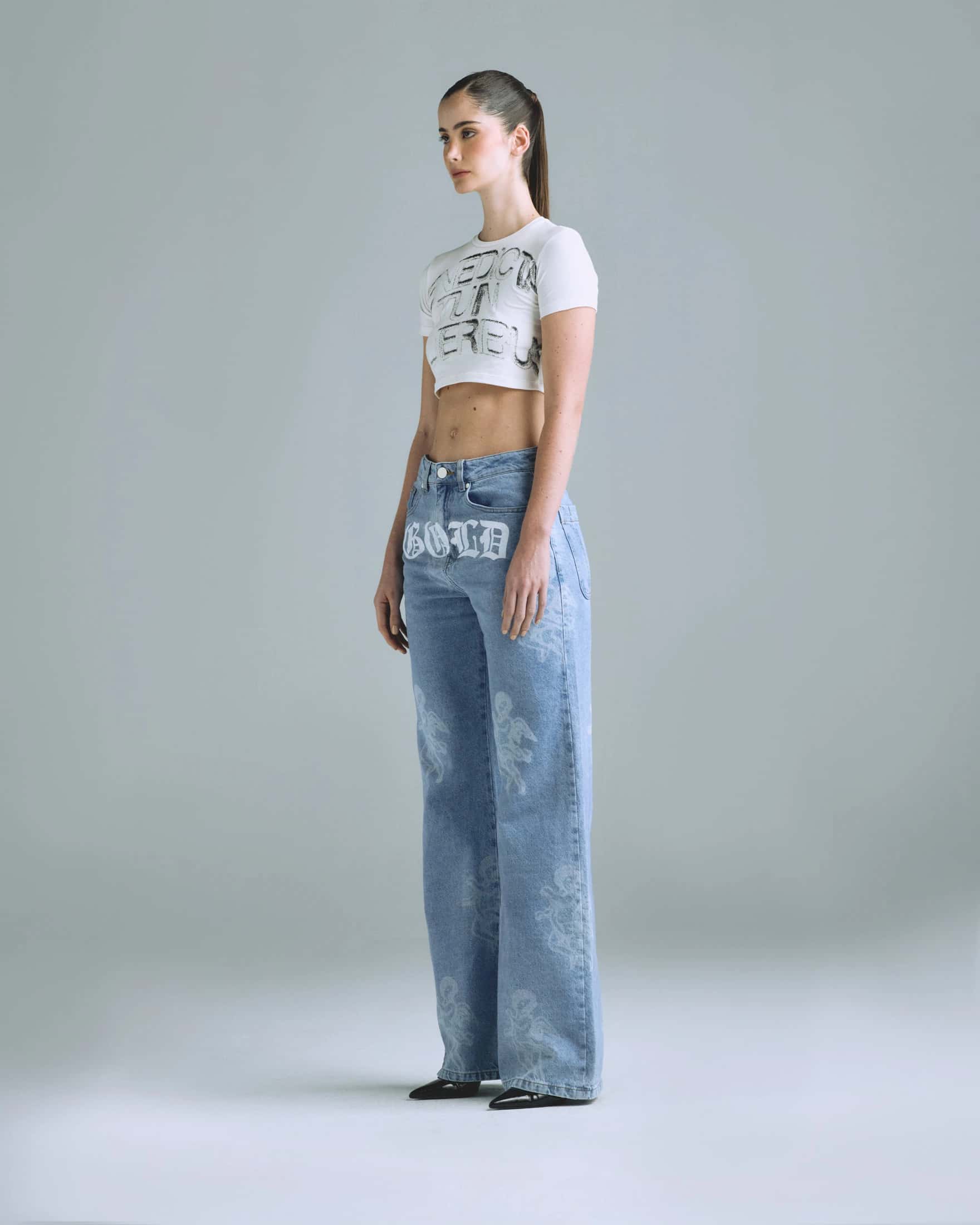 Gratia Plena Cherubs Wide Jean Washed Blue - miniatura 5