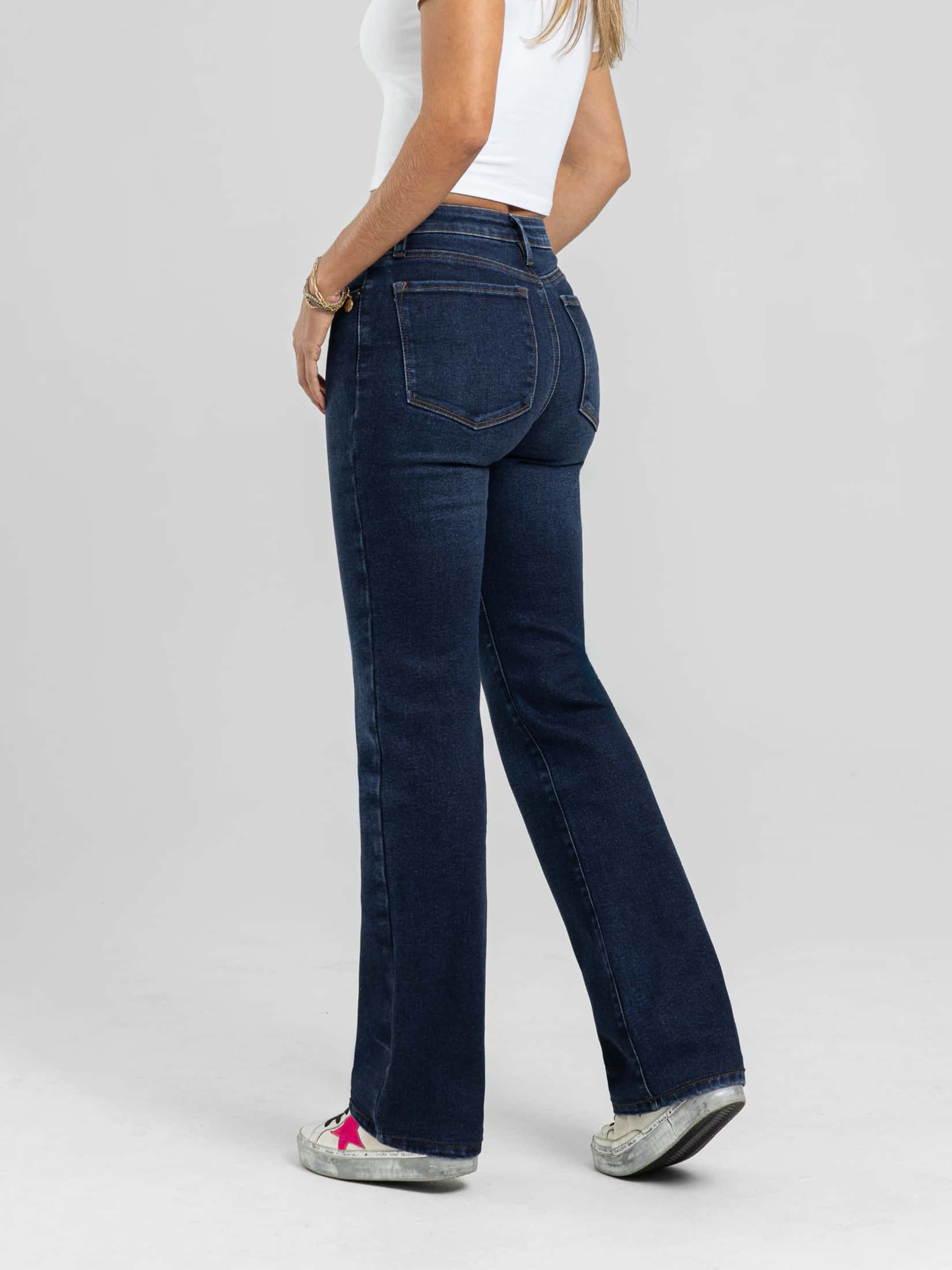 Ref: 066398 Jean straight leg, stretch, tiro alto, tono azul oscuro - miniatura 2