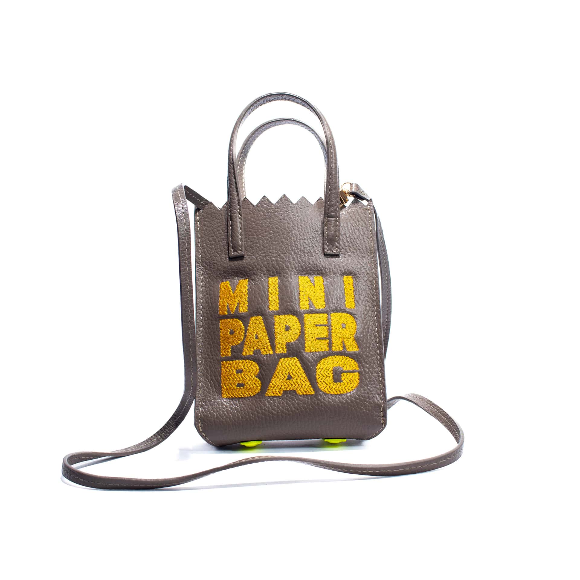 Mini Paper Bag - Taupe x Yellow