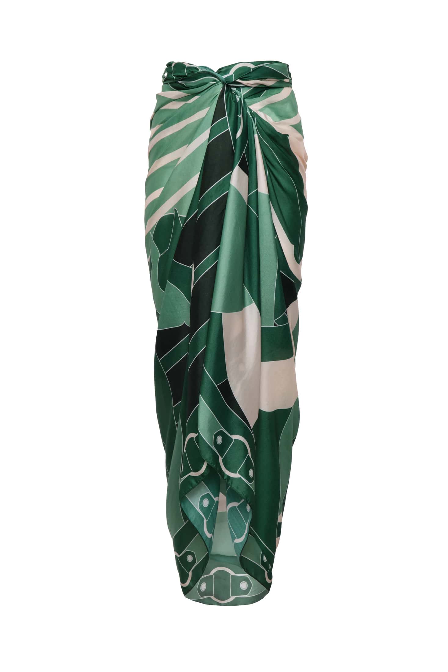 De La Falaise Cotton Silk Sarong / Green Horses