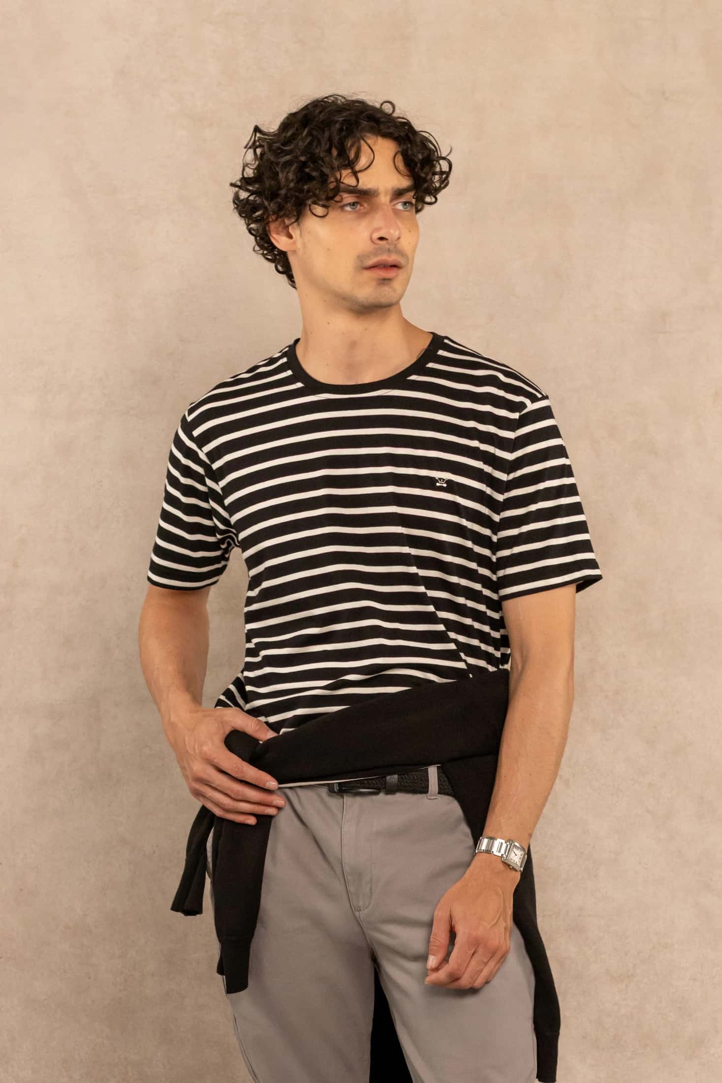 Camiseta Antimanchas Rayas Negro y Blanco