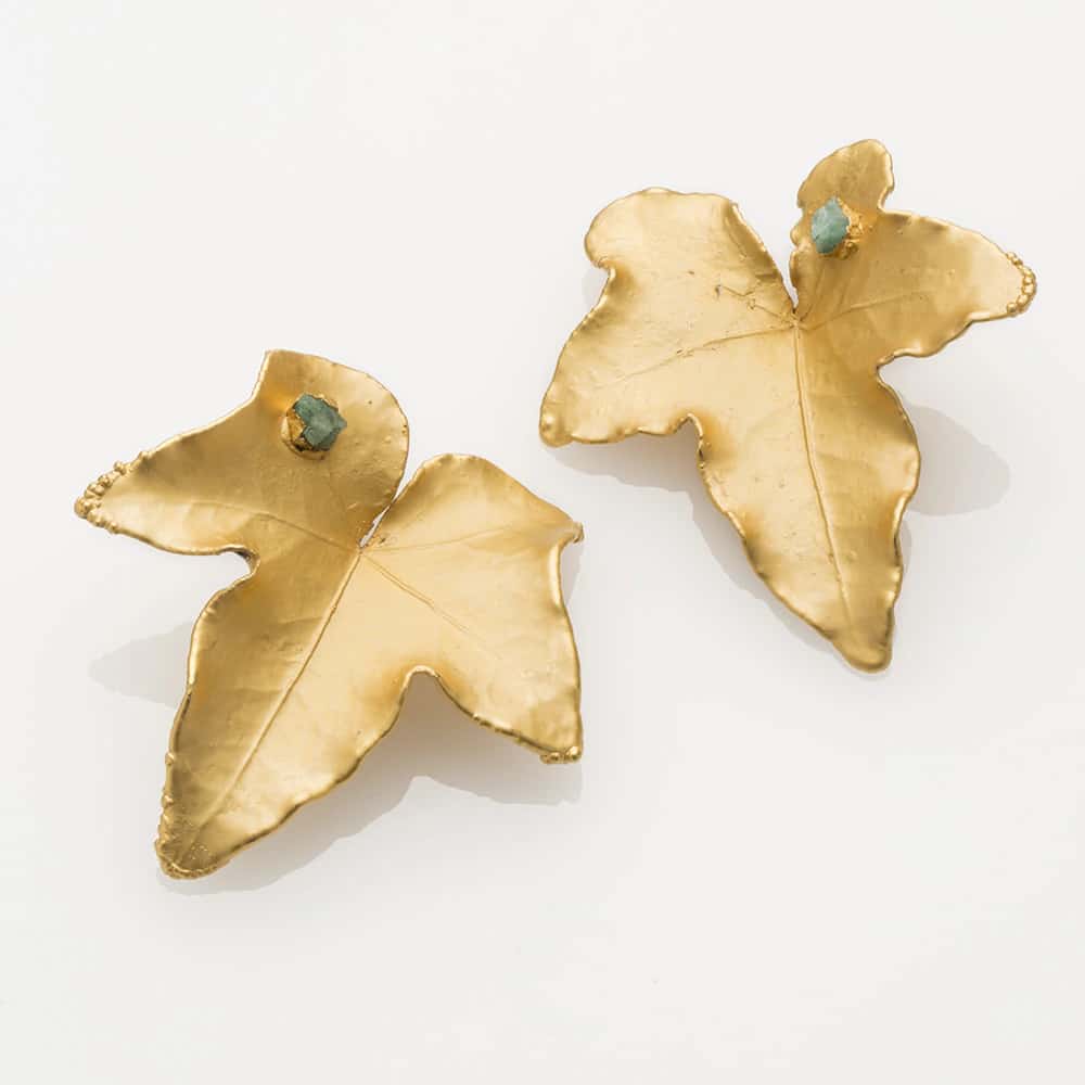 Ivy Studs and Rough Emerald