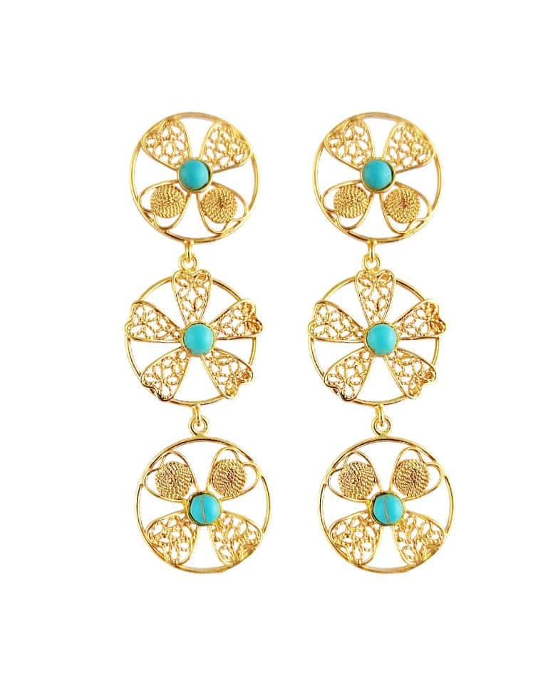 Aretes tripe circulo en filigrana Celina