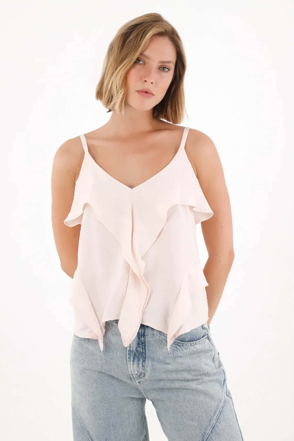 Camisa de tiras rosada para mujer