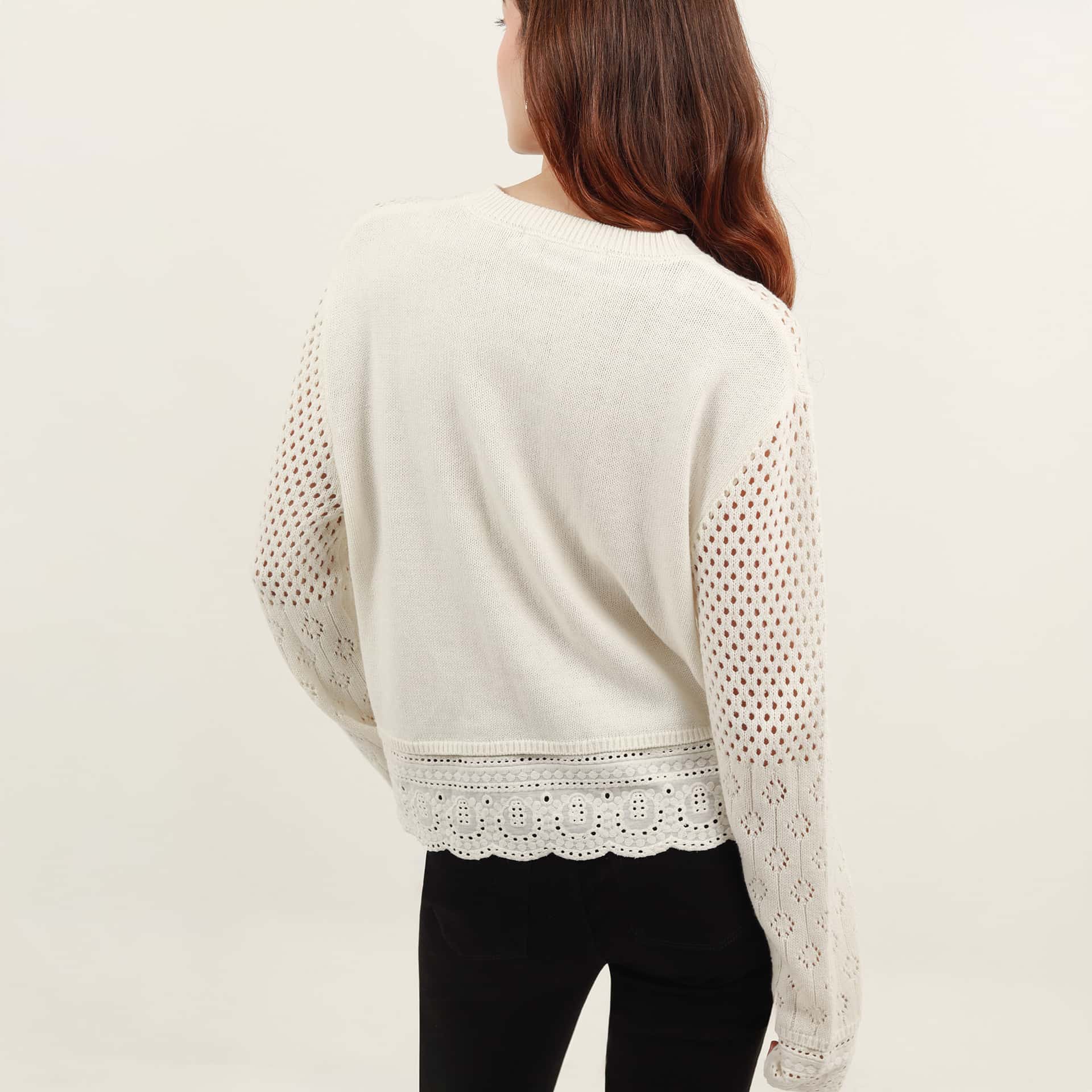 Sweater con ojalillo manga larga - miniatura 3