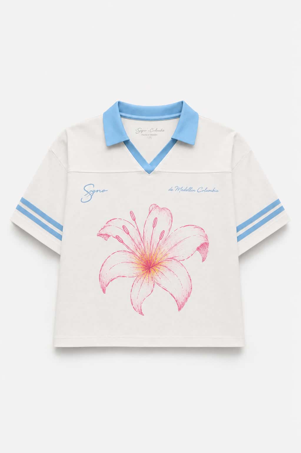 Camiseta Boxy Flor-Blanca