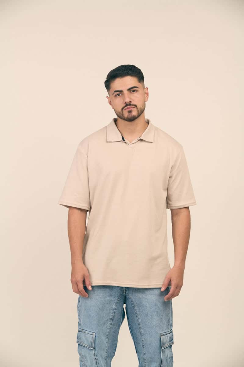 POLO BEIGE TEXTURIZADA
