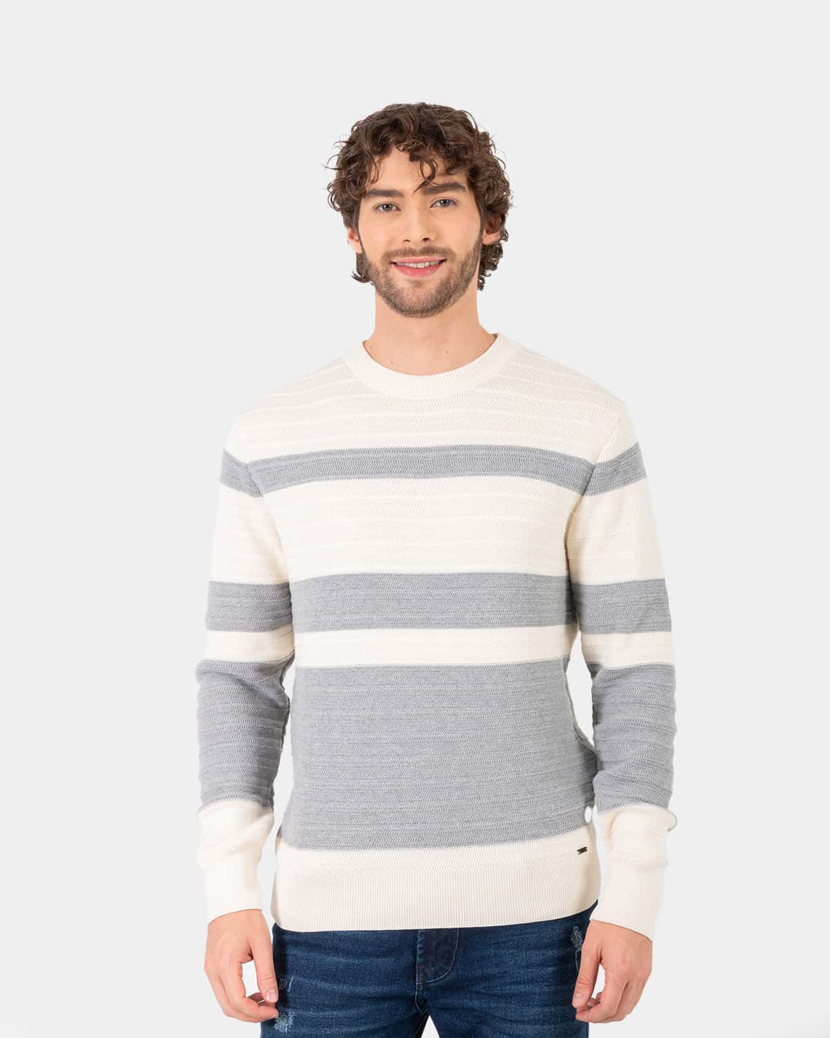 Sweater ivory de rayas para hombre
