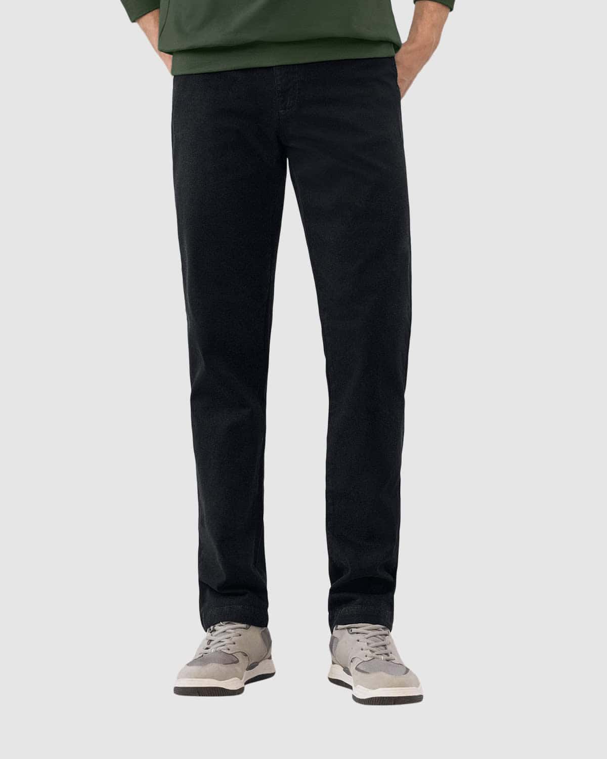 Pantalón bota recta en drill de tacto suave stretch