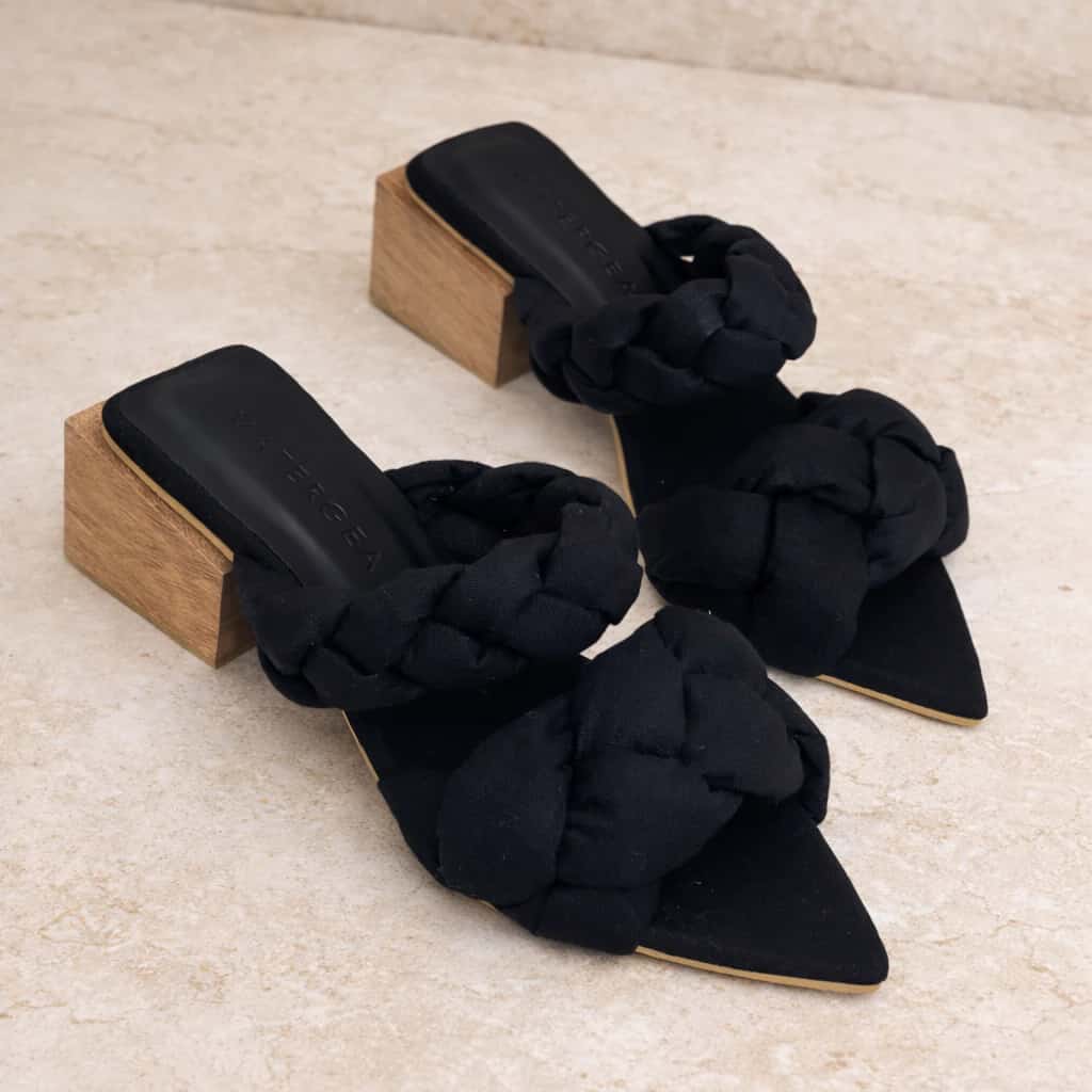 Black Tavara Braided Sandals