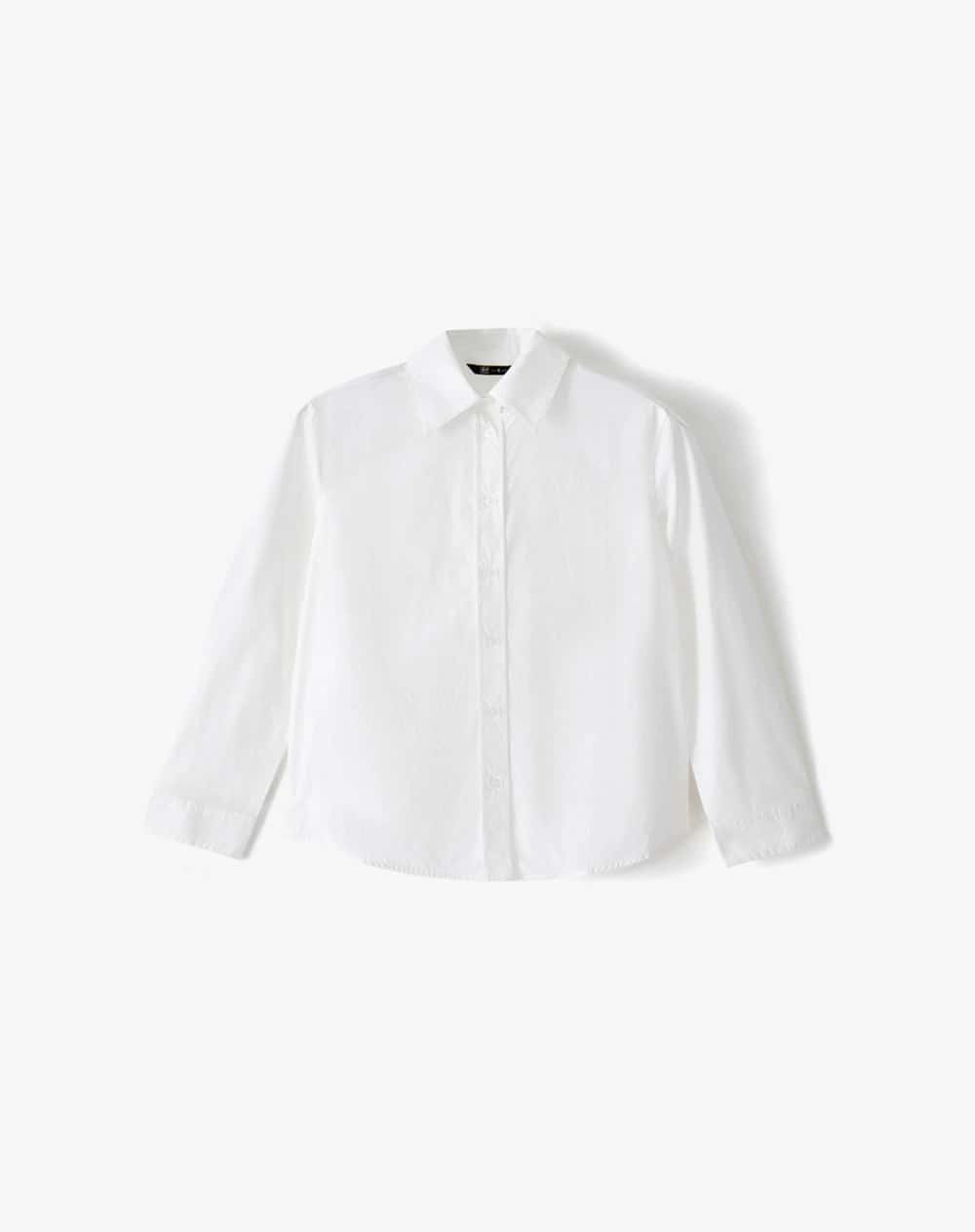 Camisa manga larga regular blanco mujer