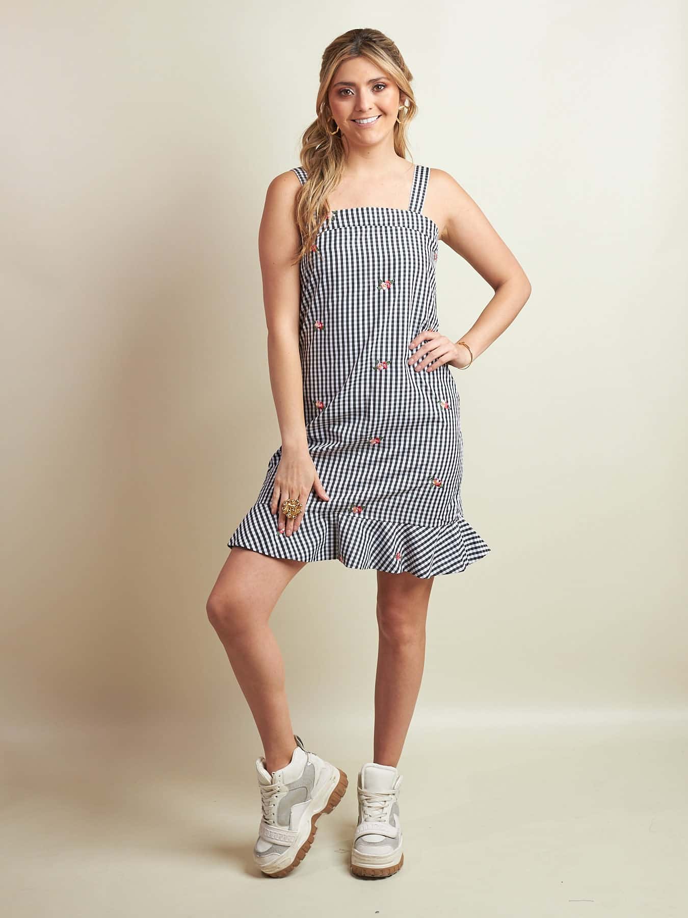 Vestido Tami Cuadros Negros - miniatura 3