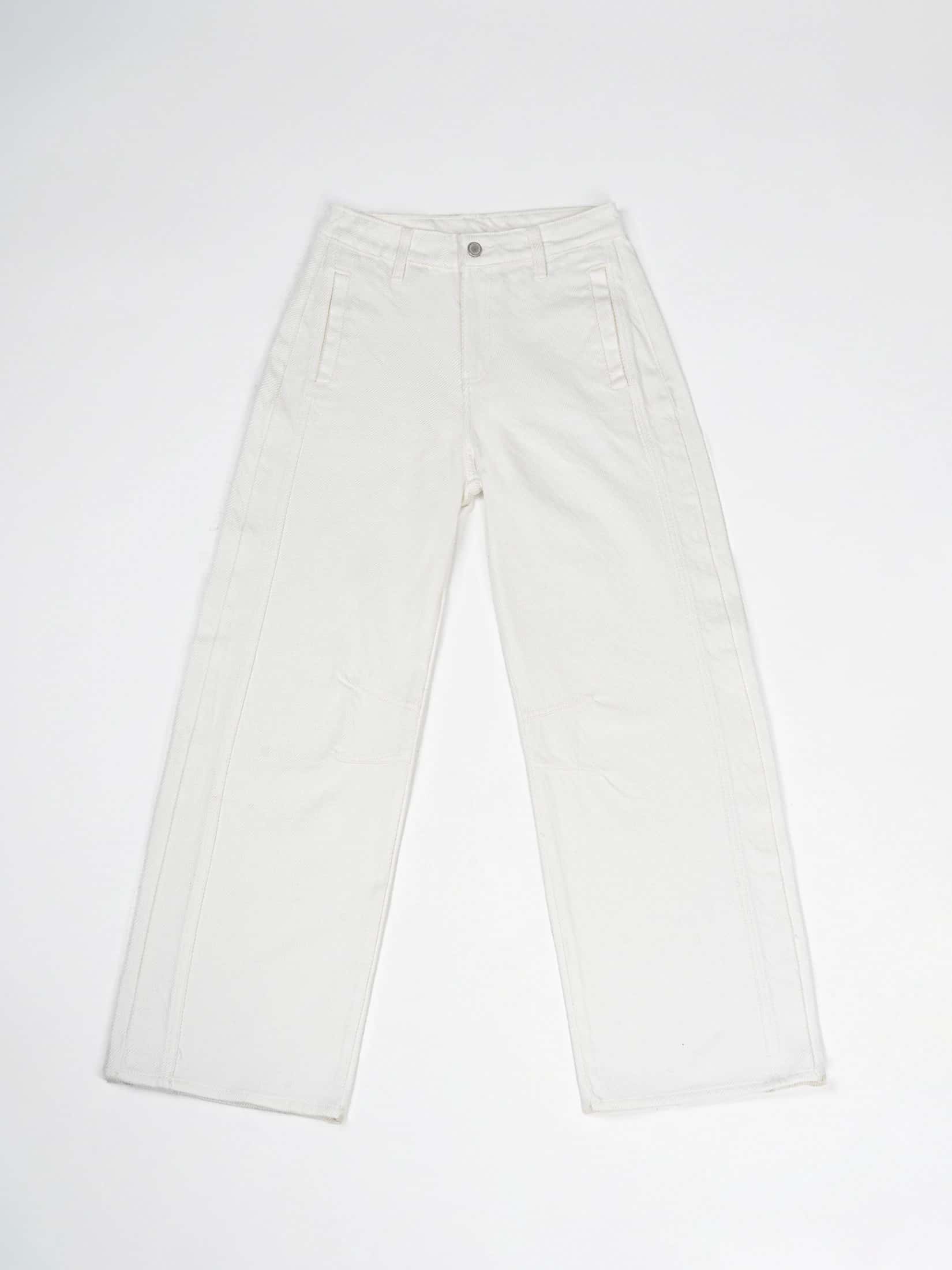 Ref: 0620640 Pantalón wide leg, rígido, tiro alto, con cortes, tono ivory - miniatura 6