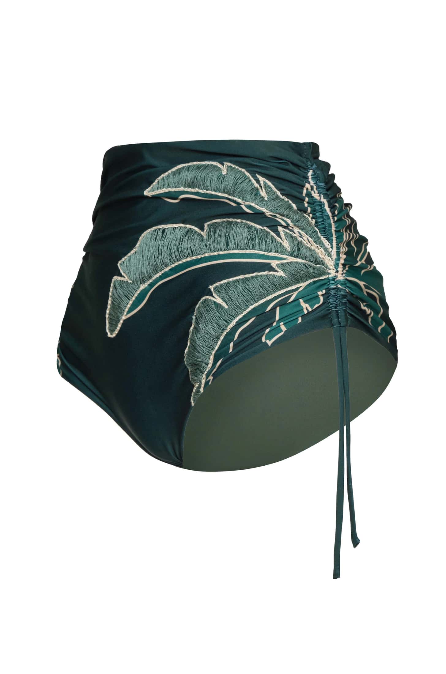 Victoria Hand Embroidered Bottom / Aquamarine Palms - Metallic Mint - miniatura 3