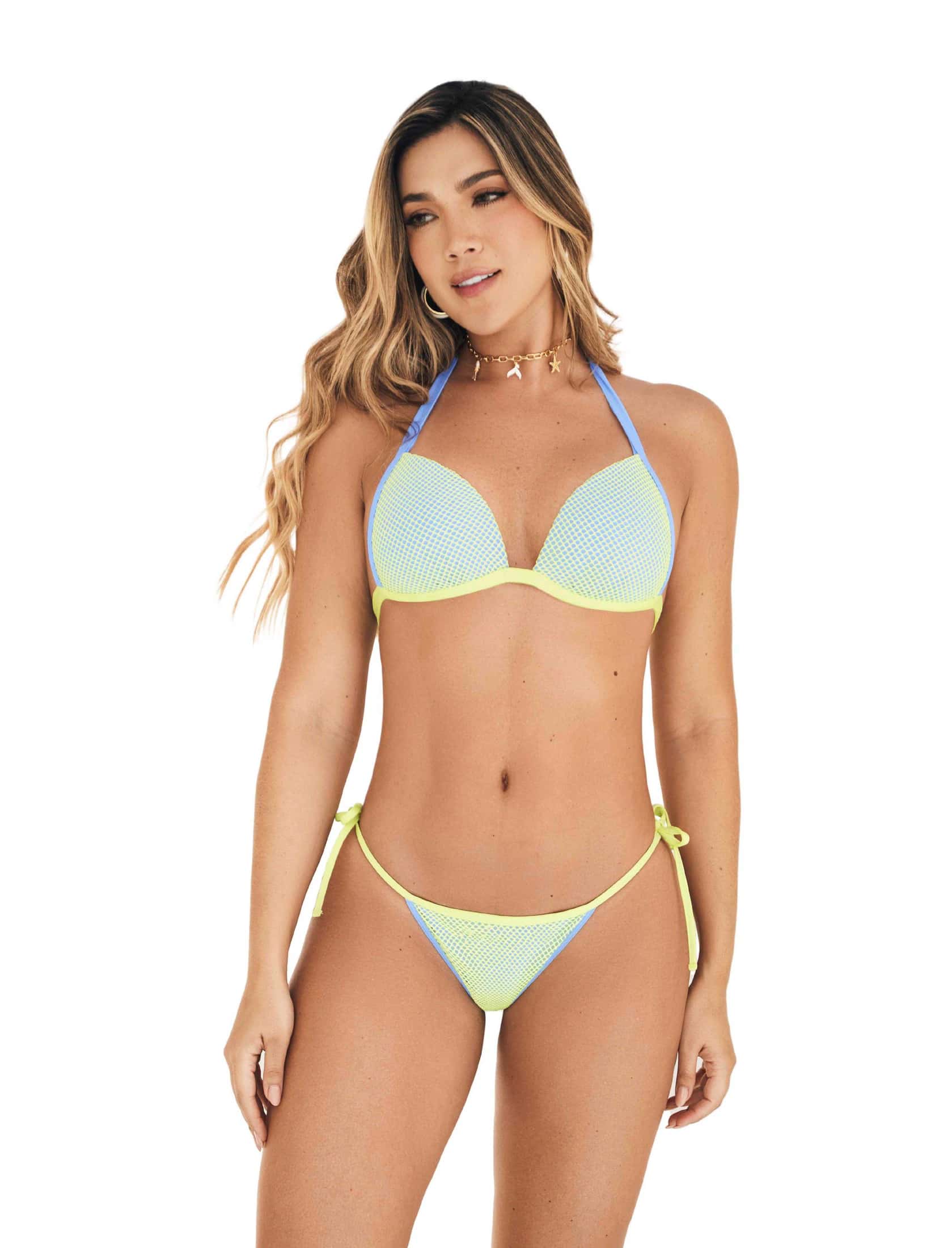 TOP DE BAÑO 46025 - TELA CON TEJIDO TIPO MALLA