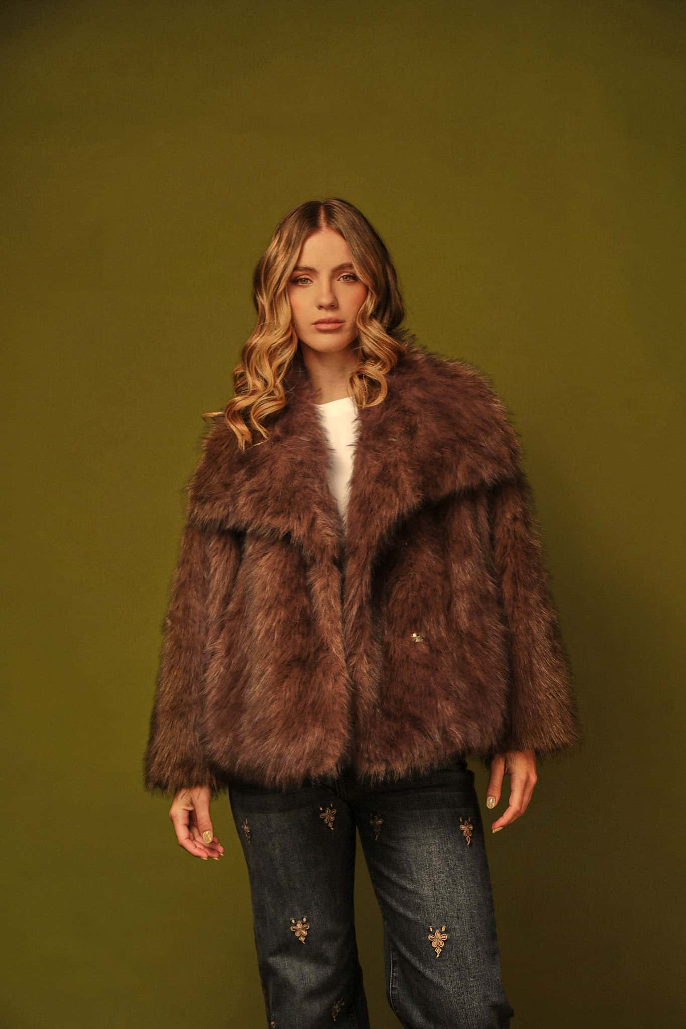 CHAQUETA FAUX FUR MOCCA