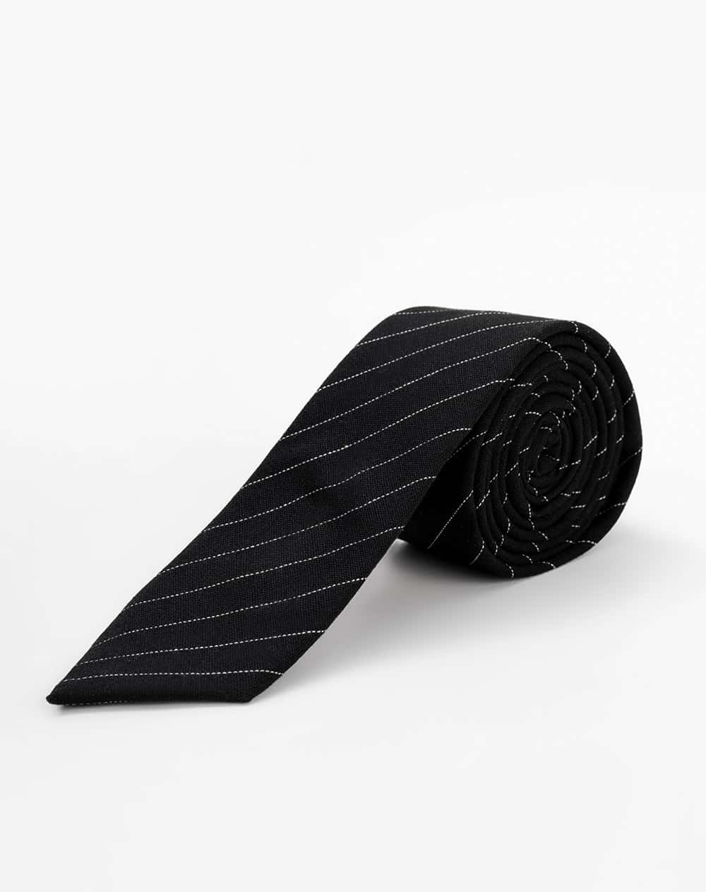 Corbata clásica negra rayas unisex mujer