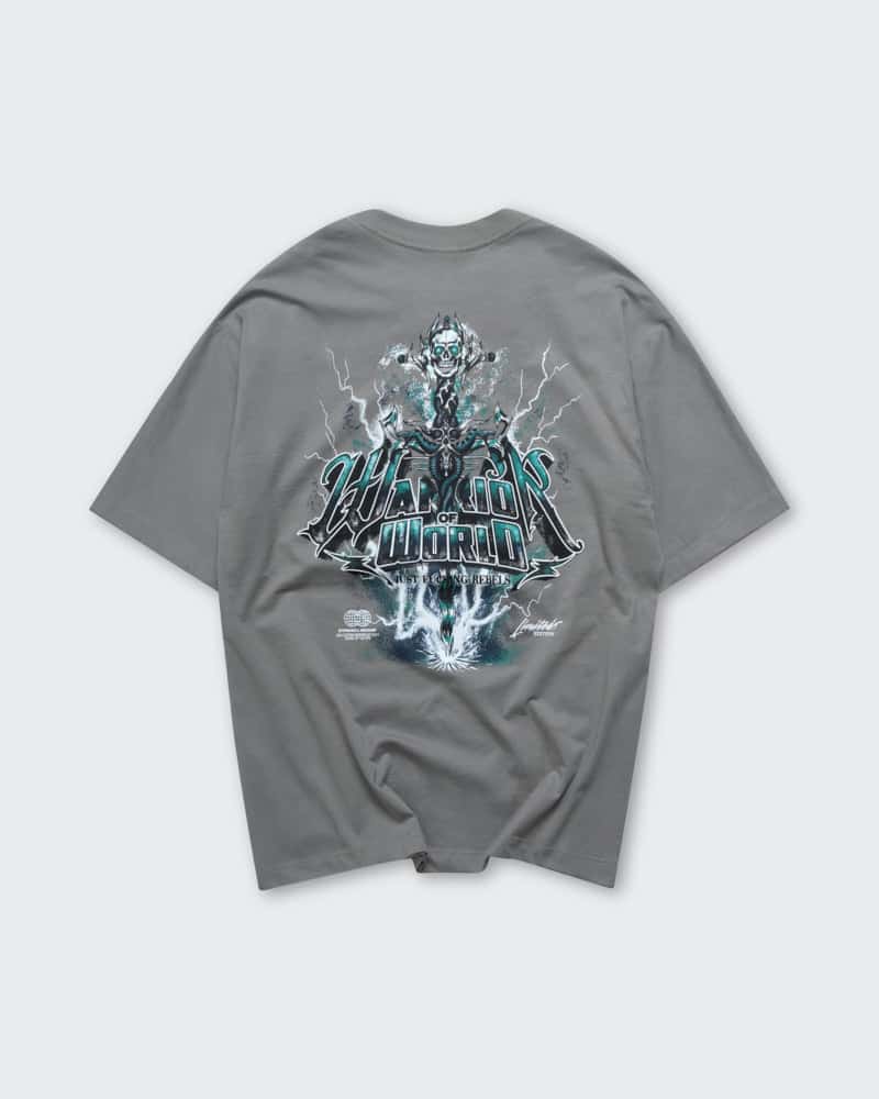 Camiseta Gris Oversize Warrior of World - miniatura 5