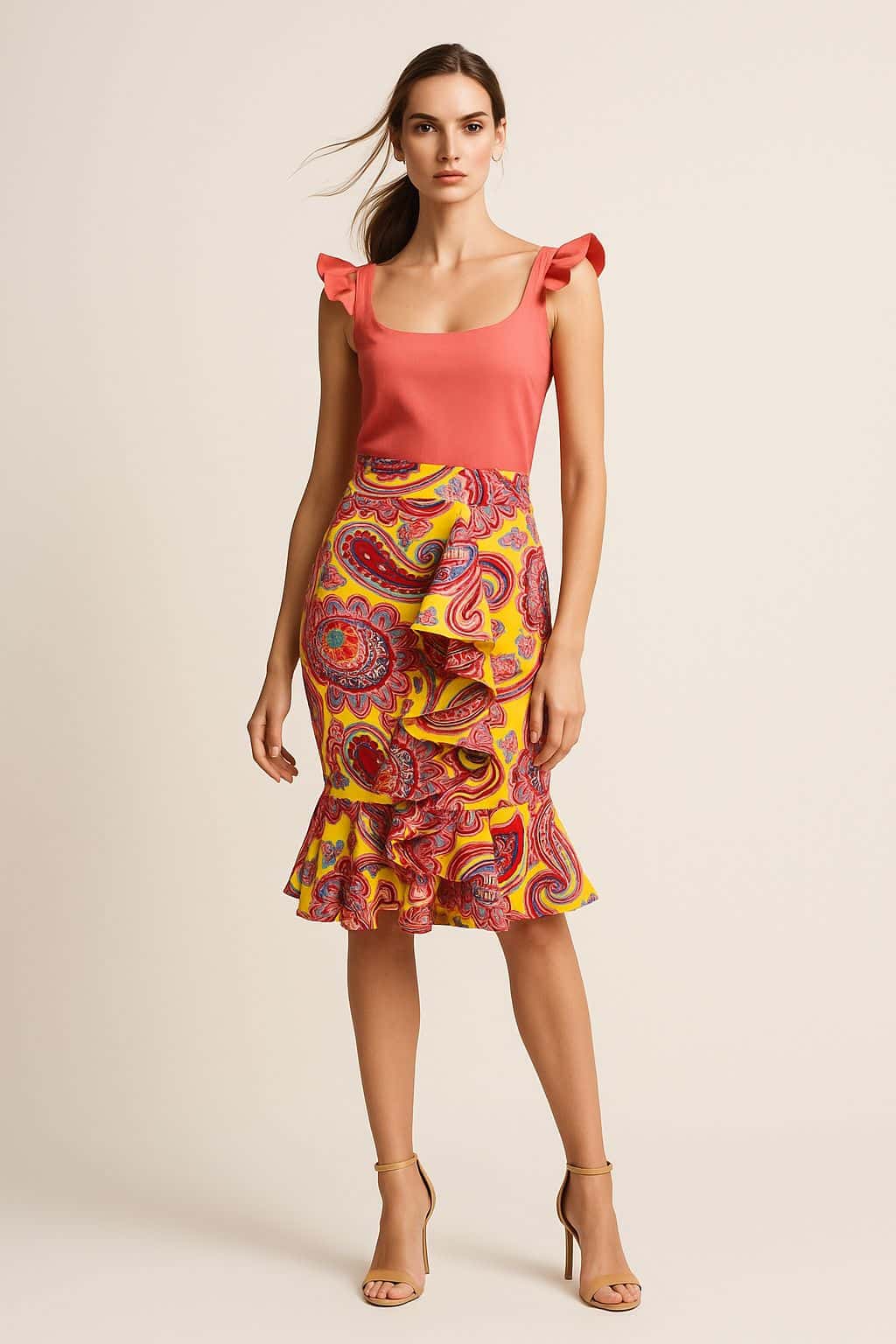 Falda Checa Flores Fucsia - miniatura 2