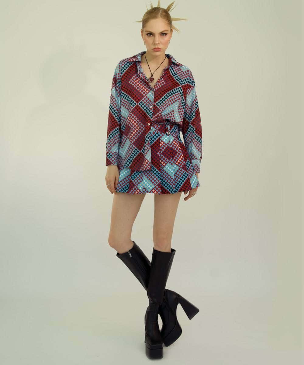 Pleated Mini Skirt in Blueprint