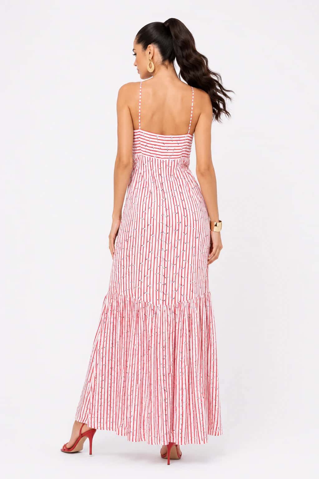 Vestido Melania Rayas Rojas - miniatura 2