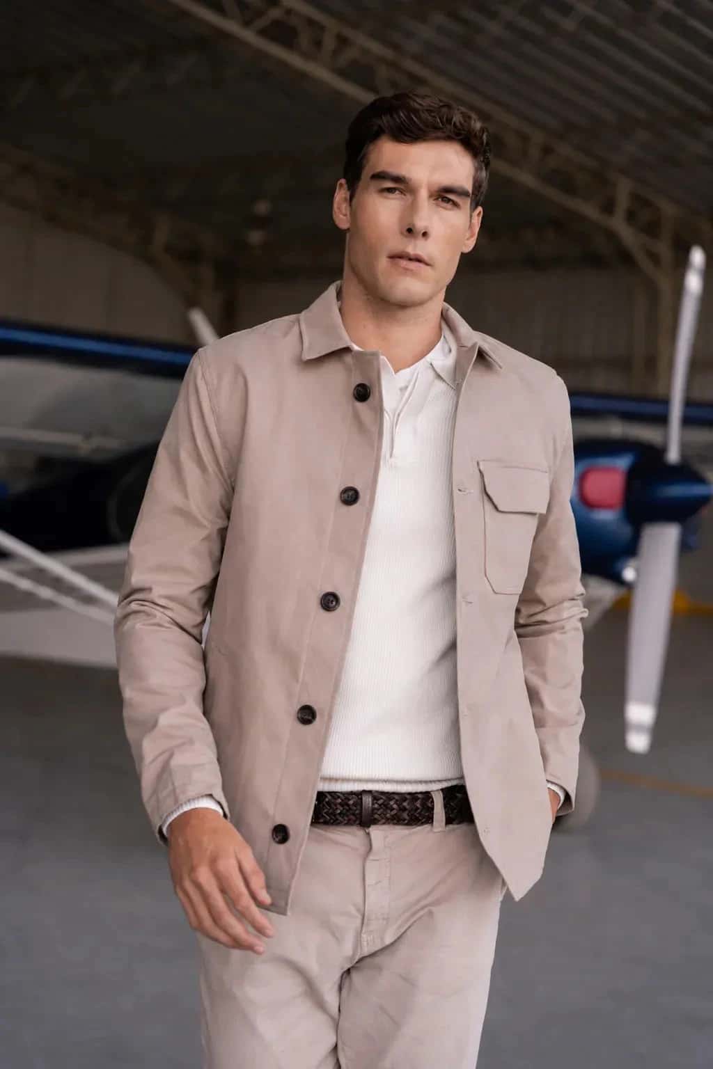 Chaqueta Militar Fleece Hombre Mocca