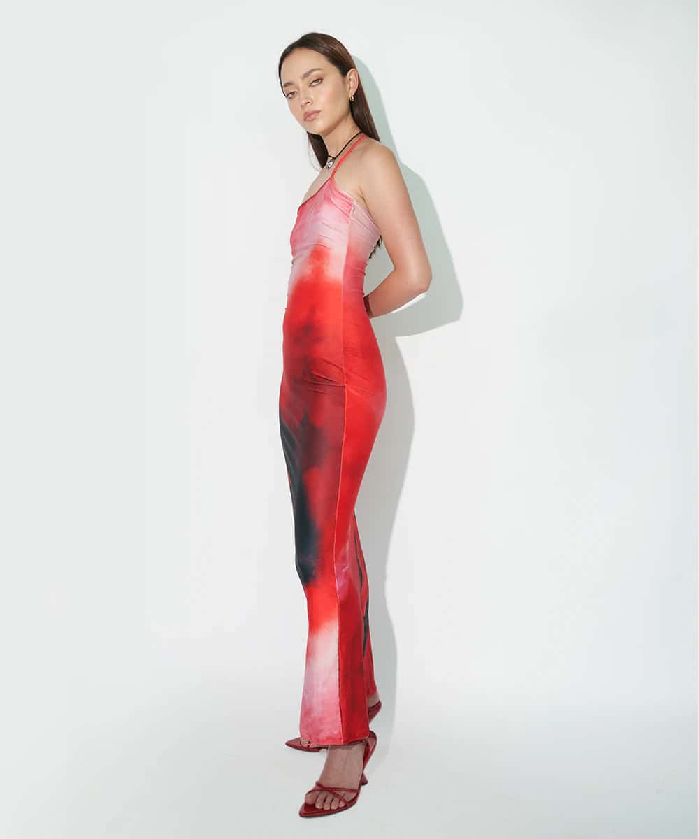 Maxi Dress in Rose Red