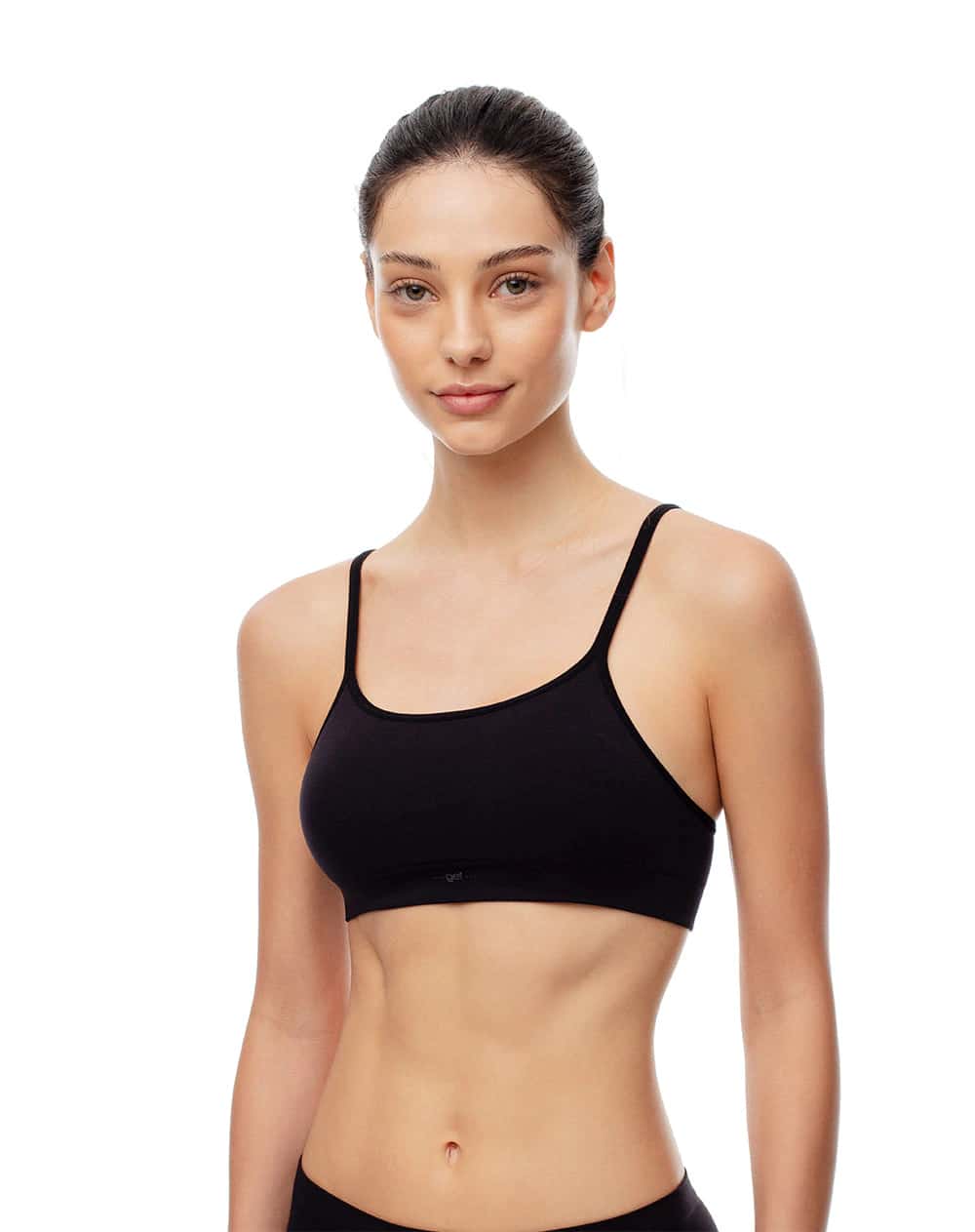 Top soporte medio seamless negro mujer