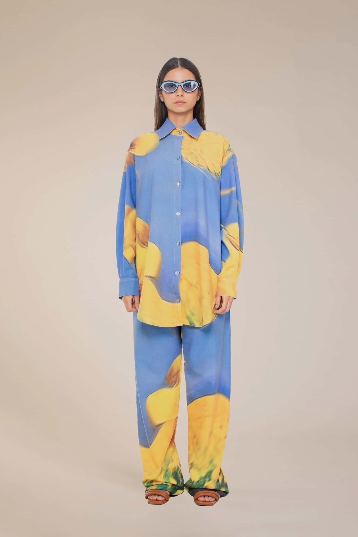 'Yellow Flowers' Straight-Leg Pants